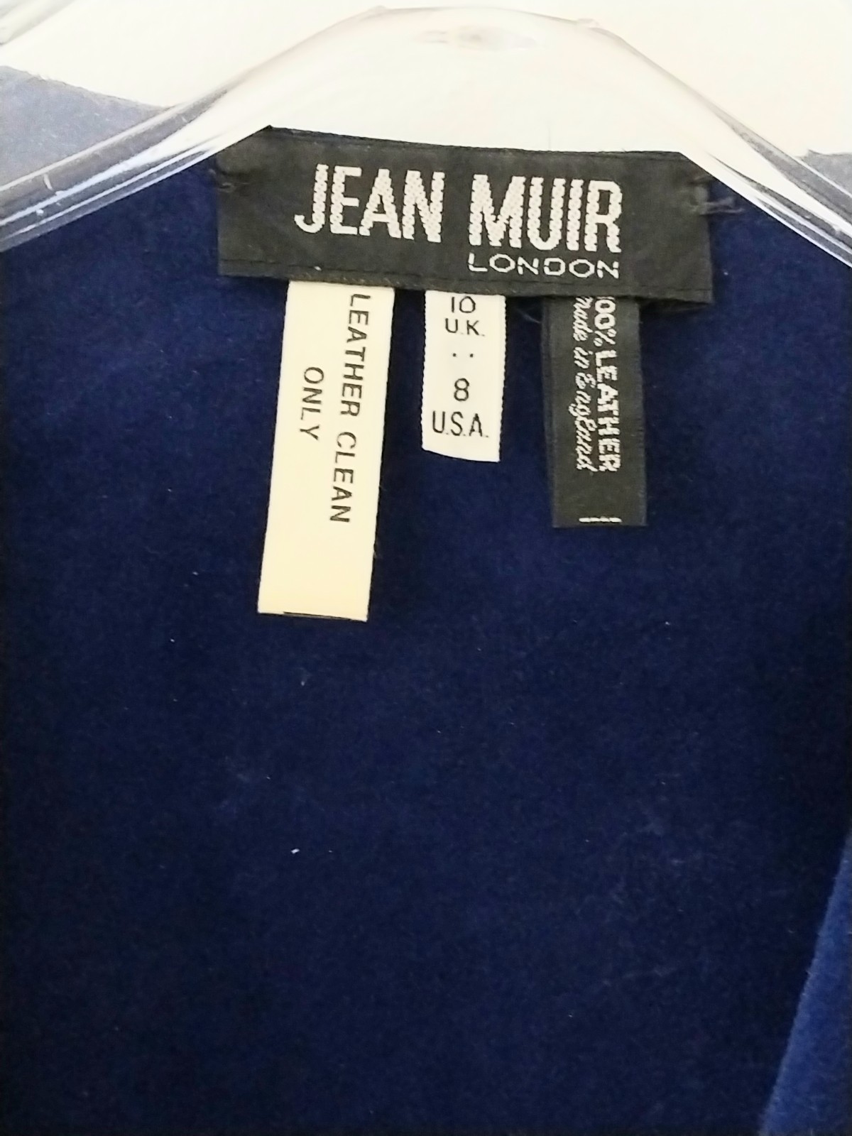 Jean Muir London Vtg 80’s Leather Suede Electric Blue W/ Black Trim Sz8 Jacket