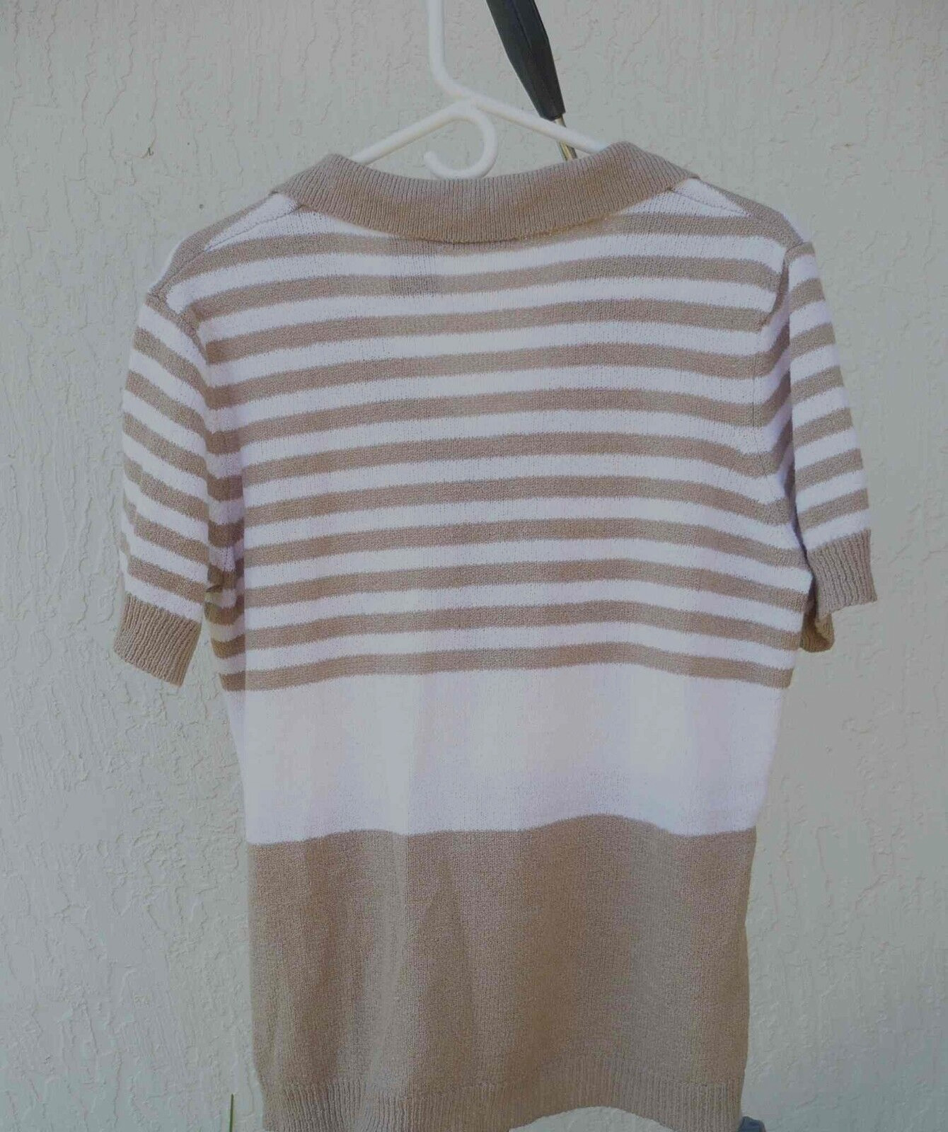 VTG 80S WHITE STAG XL CAMEL BEIGE BROWN STRIPED SWEATER WOMEN LIGHTWEIGHT 16 18