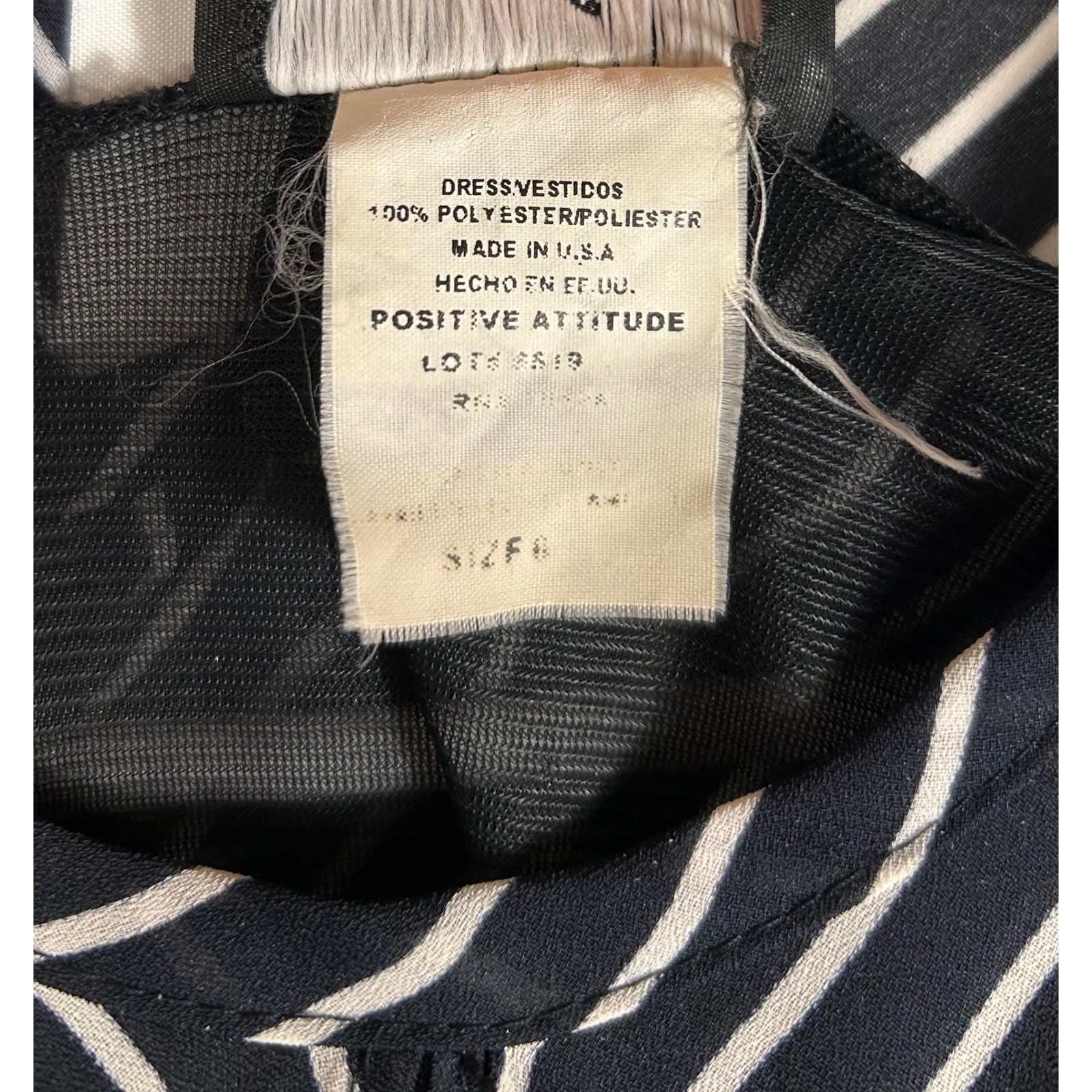 Positive Attitude Vintage Black White Striped Maxi Dress Size 8 USA