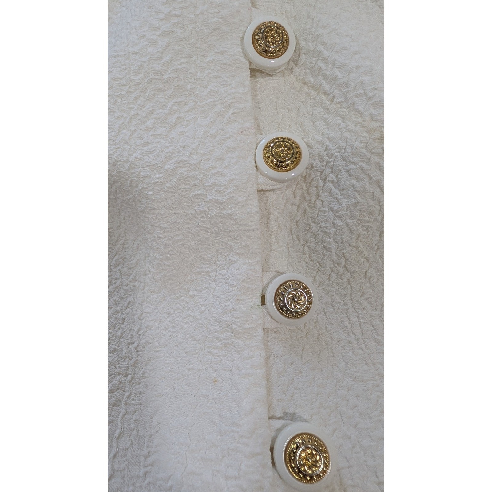 Vintage Alexis Fashions Cream Crinkle Embroidered Jacket Shorts Set Size 11/12