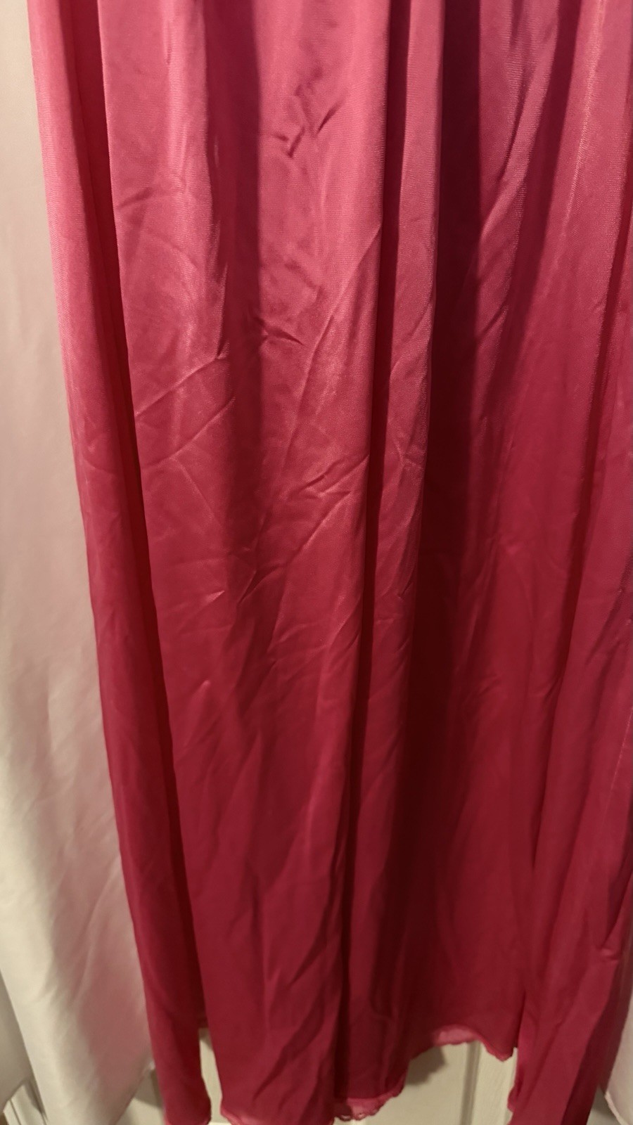 Vintage Shadowline Women’s Long Pink Nylon Nightgown Size S Short Cap Sleeve