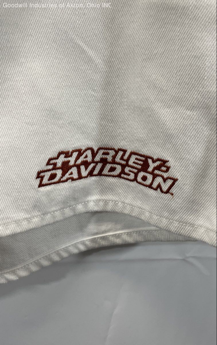 Vintage 90s Harley-Davidson White Denim Shorts Vroom Embroidered Sz 12