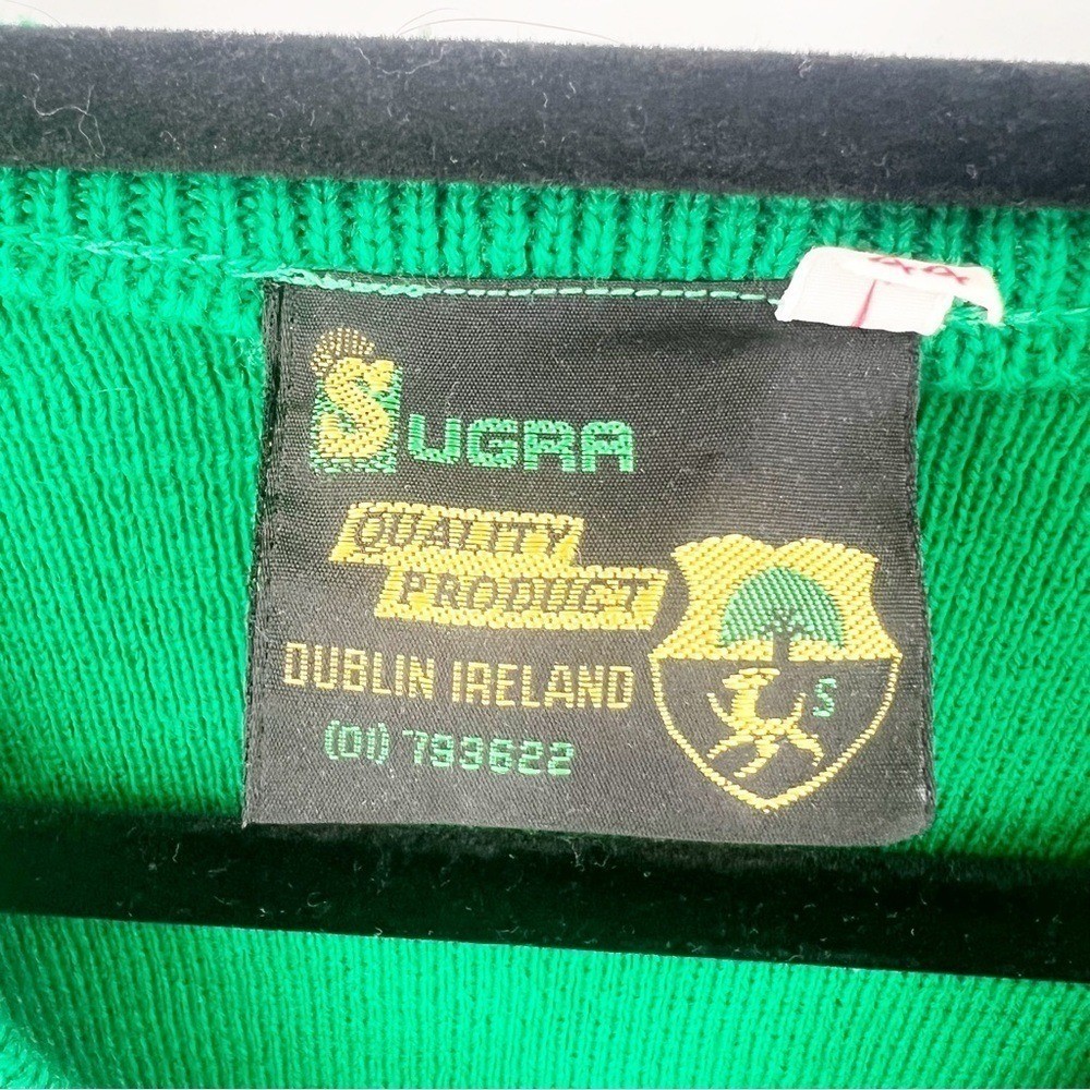 ✅ Vintage SUGRA Ireland Green Sweater St Patrick’S DAY V-NECK SWEATER SIZE 44