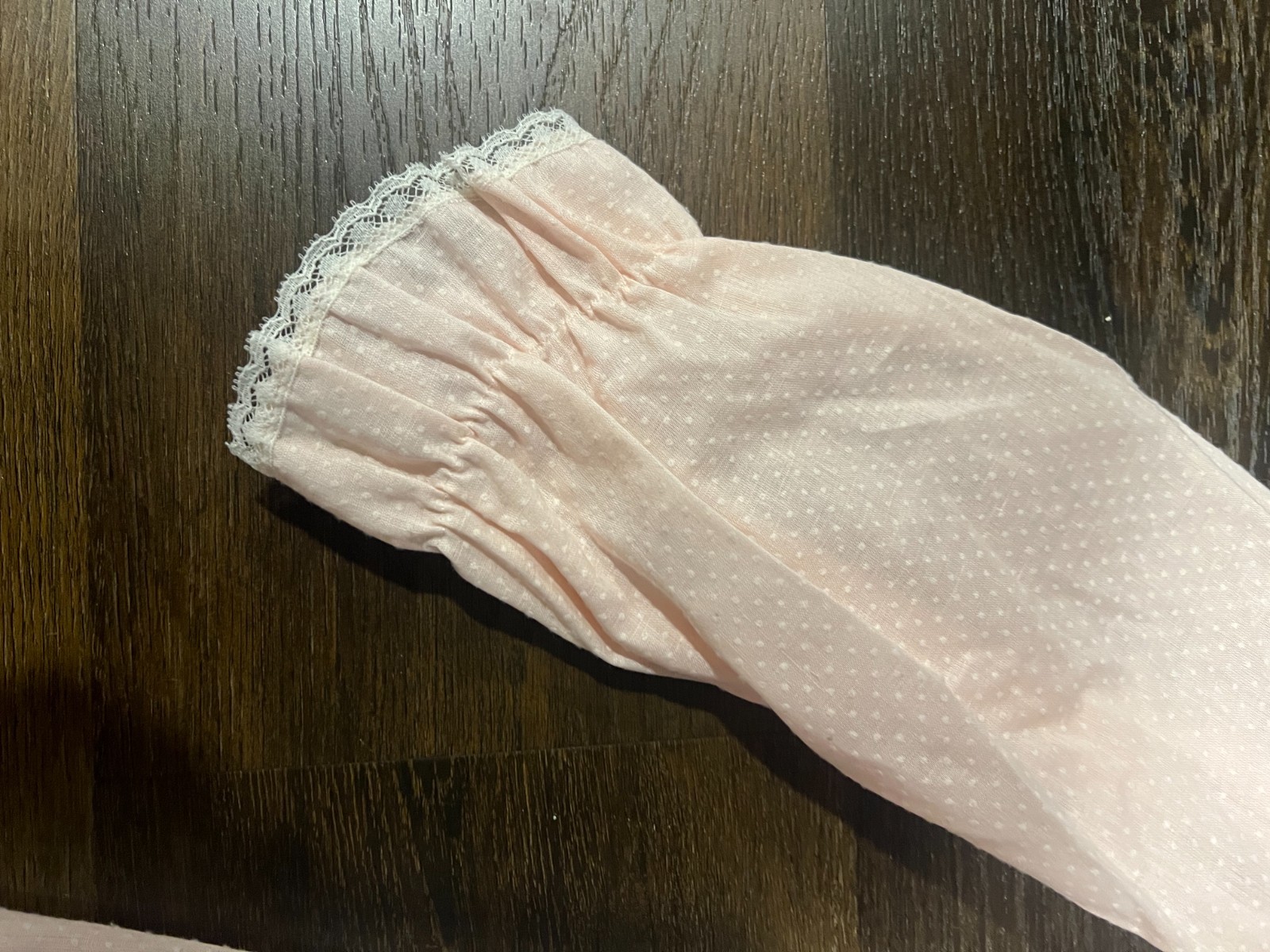 Sears Famous Bodies Short Vintage Nightgown- X-Small Adult – Pink Swiss Dot