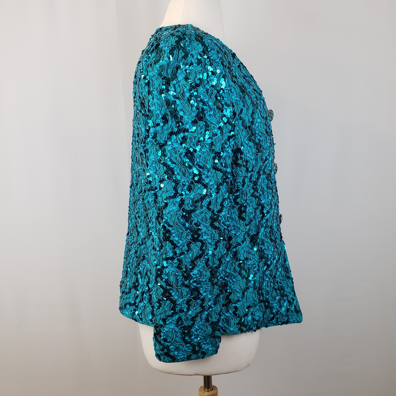 Green Sequin Jacket 20W Katherine Lindsay By Matthew Evening Party Glam Cocktail