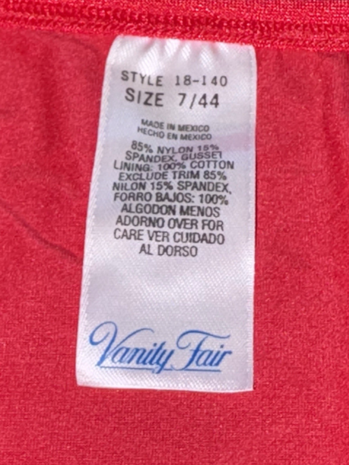 Vanity Fair L Y2K Vintage Second Skin Red Low Rise Bikini Panty Underwear