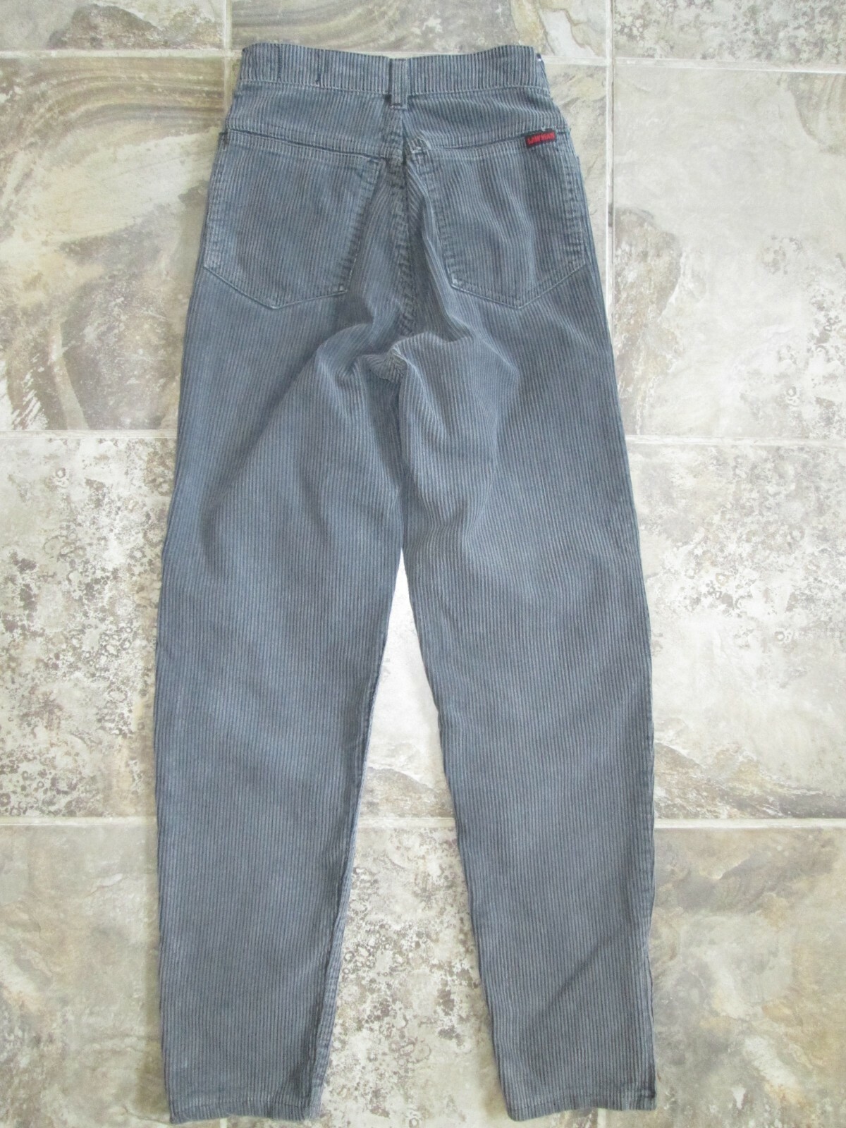 VTG Lawman Pants Juniors 21×27 High Waist Faded Black Corduroy Tapered Skinny