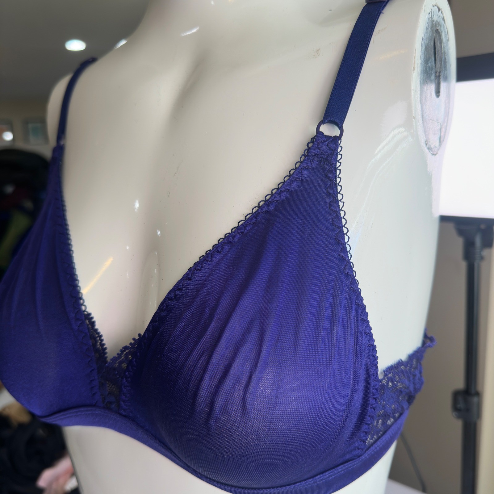 Warner’s Bralette Vintage 90s Purple Mesh Lace Wireless Bra 34 A-B-C Style 1005