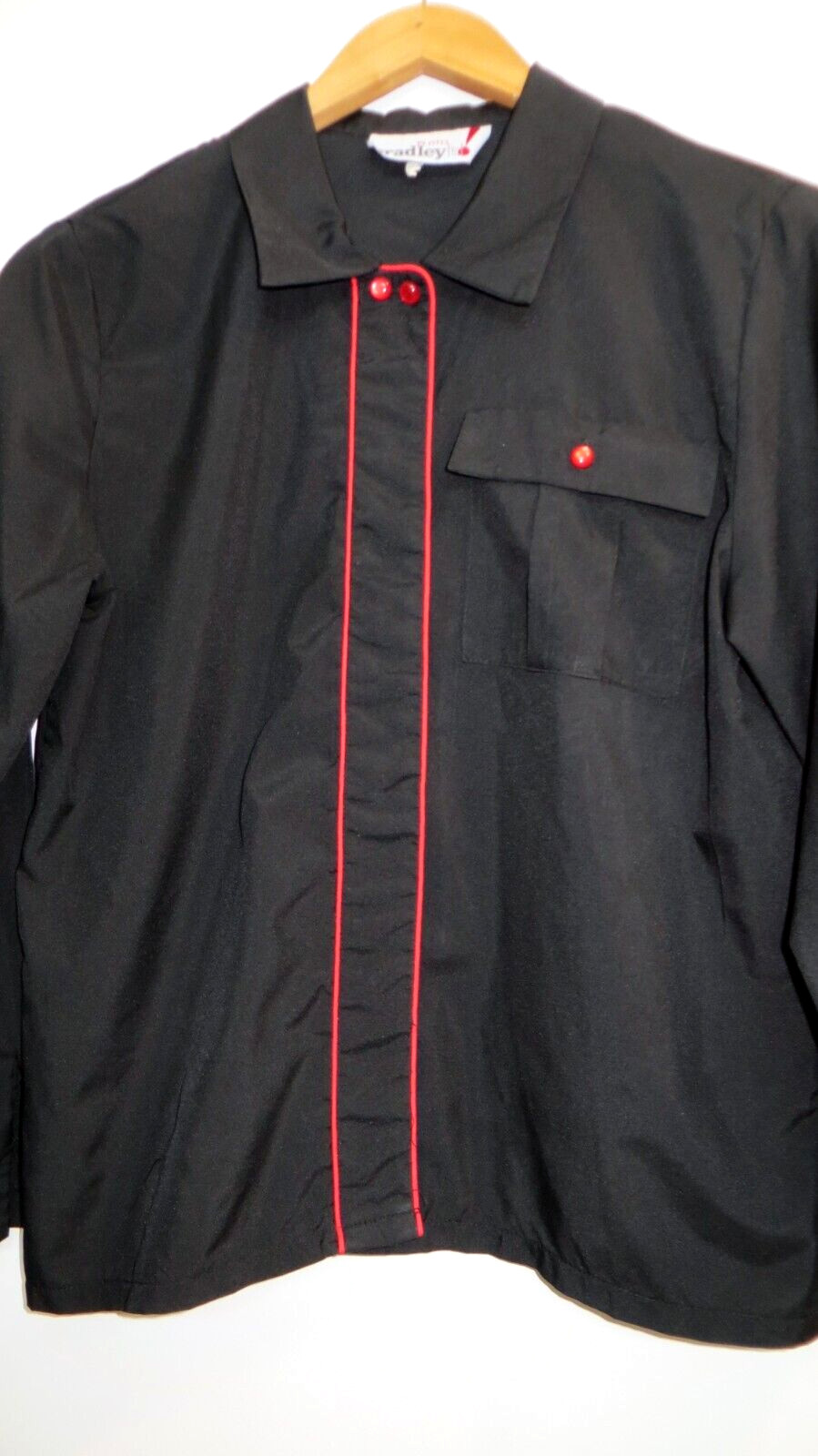 Vintage Bradley Ltd Shirt Womens Medium/Large Black Red Button Up Long Sleeve