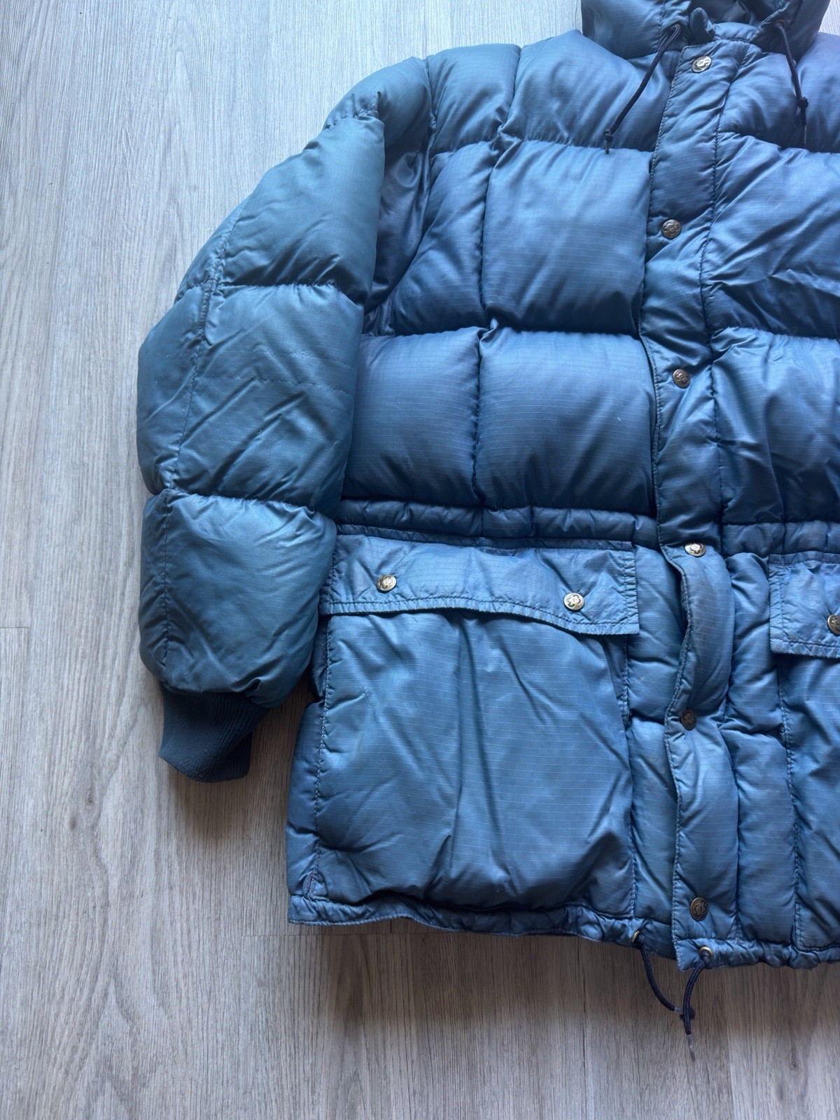 Vintage 70s Eddie Bauer Expedition Goose Down Parka Jacket Black Gold Label Sz L