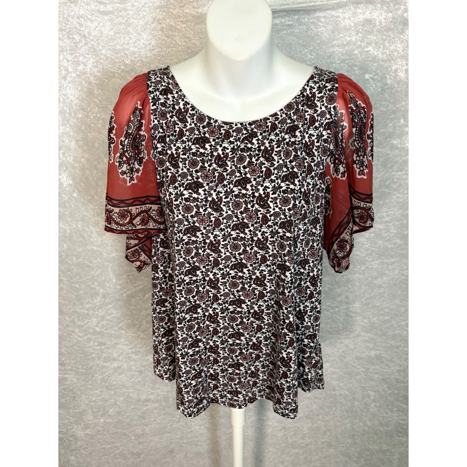 Lucky Brand Y2K Boho Fairycore Floral Puff Sleeve Top Cottagecore Indie Sleaze