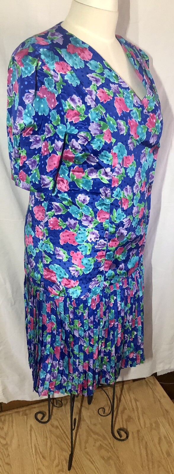 Vtg Darian double breast dress Floral Multicolored drop low waisted size 16
