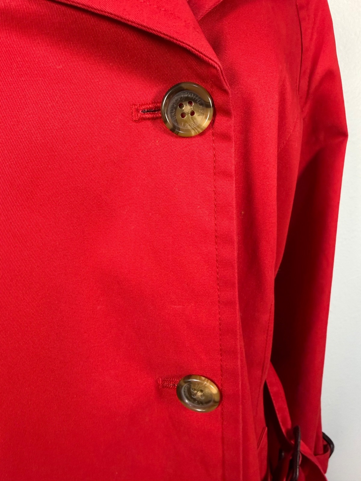 Brooks Brothers 346 Women’s Red Double Breasted Lined Jacket Trench Coat Belted