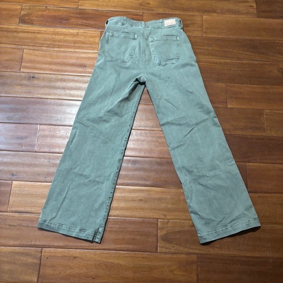 PAIGE Brooklyn High Rise Wide Leg Pants Front Seam Vintage Ivy Green| Size 28