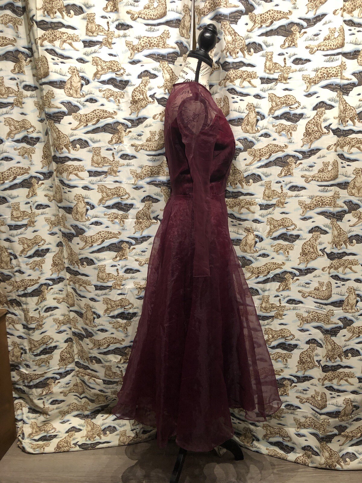VTG 80’s-90’s Garden /Tea Party Burgundy Rockabilly Bridesmaids Dress ~AS IS!!!