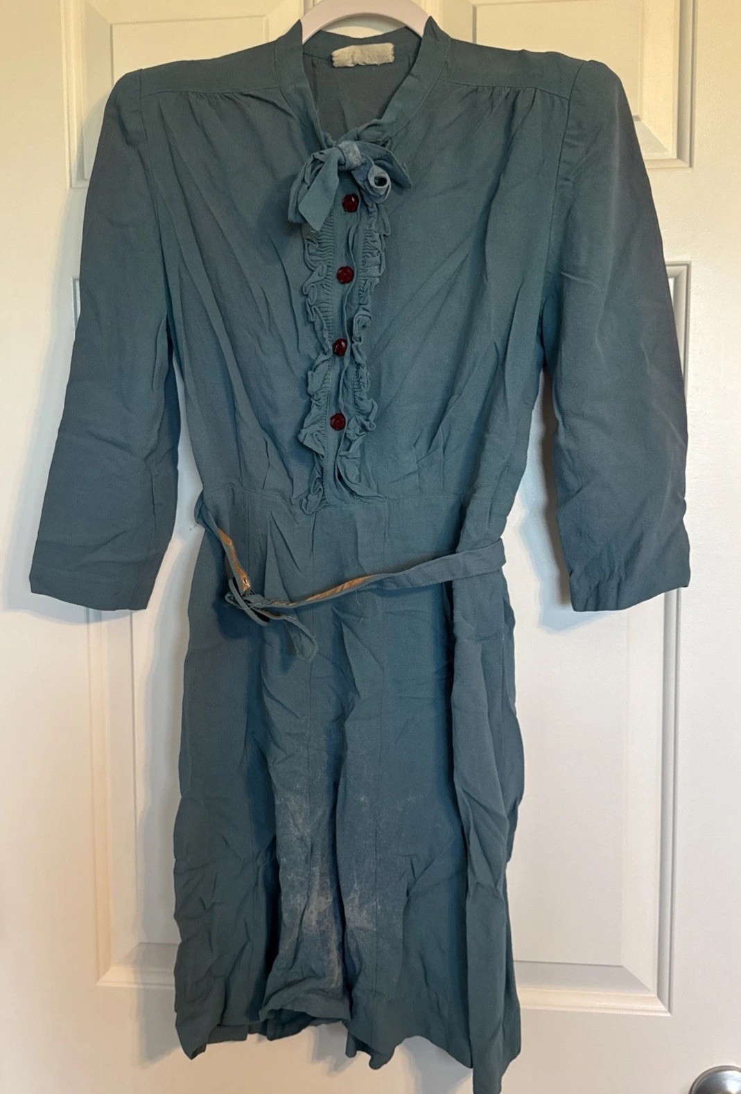 VTG BETTY PETITE Dress Green blue – Belt Size 32”