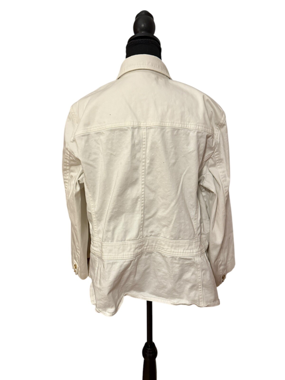 Chaps Women’s White Jean Jacket Pocket Gold Buttons Size 1X