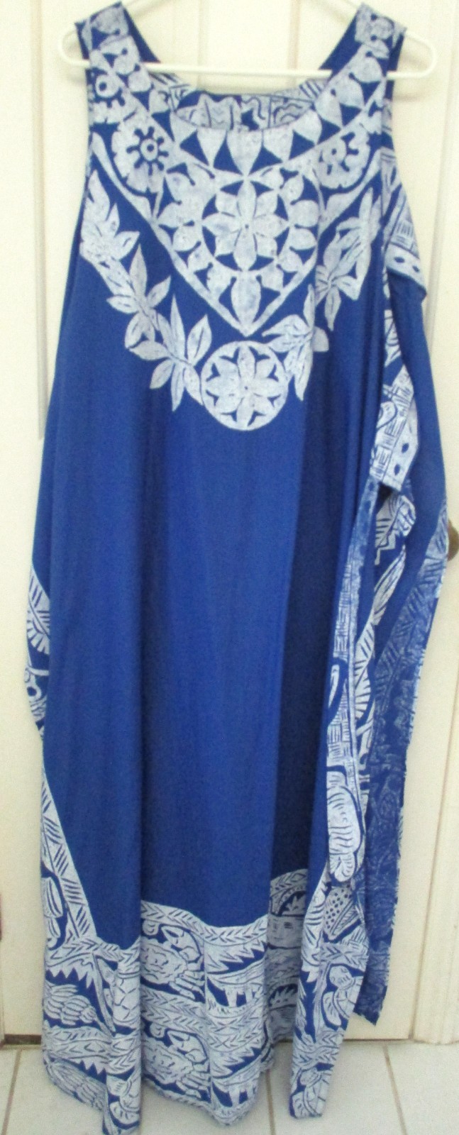 MCM 1970s AUSTRALIAN INDIGENOUS COTTON BLOCK PRINT DRESS ONE SIZE HAND DYED NOS