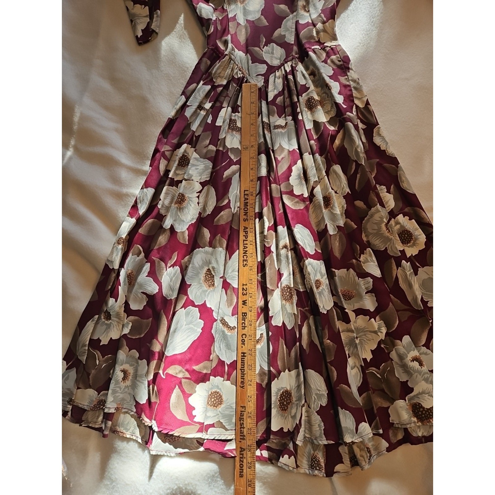 VTG Carol Anderson Dress Women’s Sz 3/4 Red Floral A Line w/Shldr Pads & Pockets