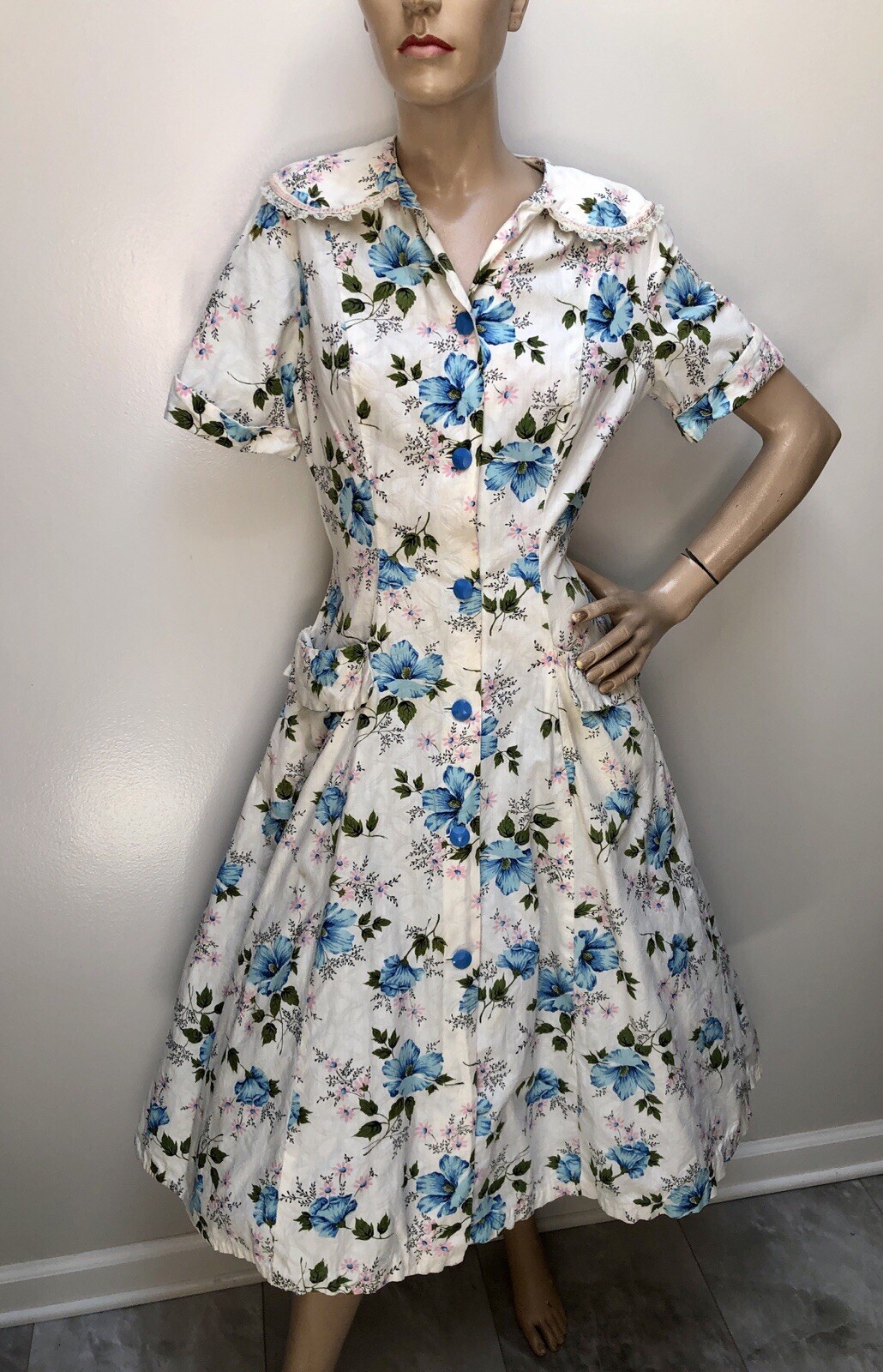 VTG 1940s PRINCESS Style FLOWER PRINT „Monte Carlo Fashions” Dressing Gown-Dress