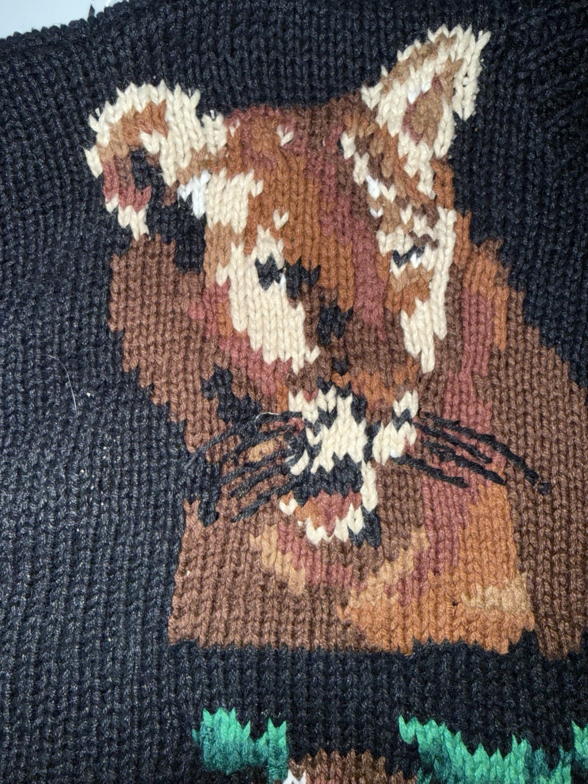 Vtg The Eagle’s Eye “World Wildlife Collection” hand-knit cardigan sweater Large