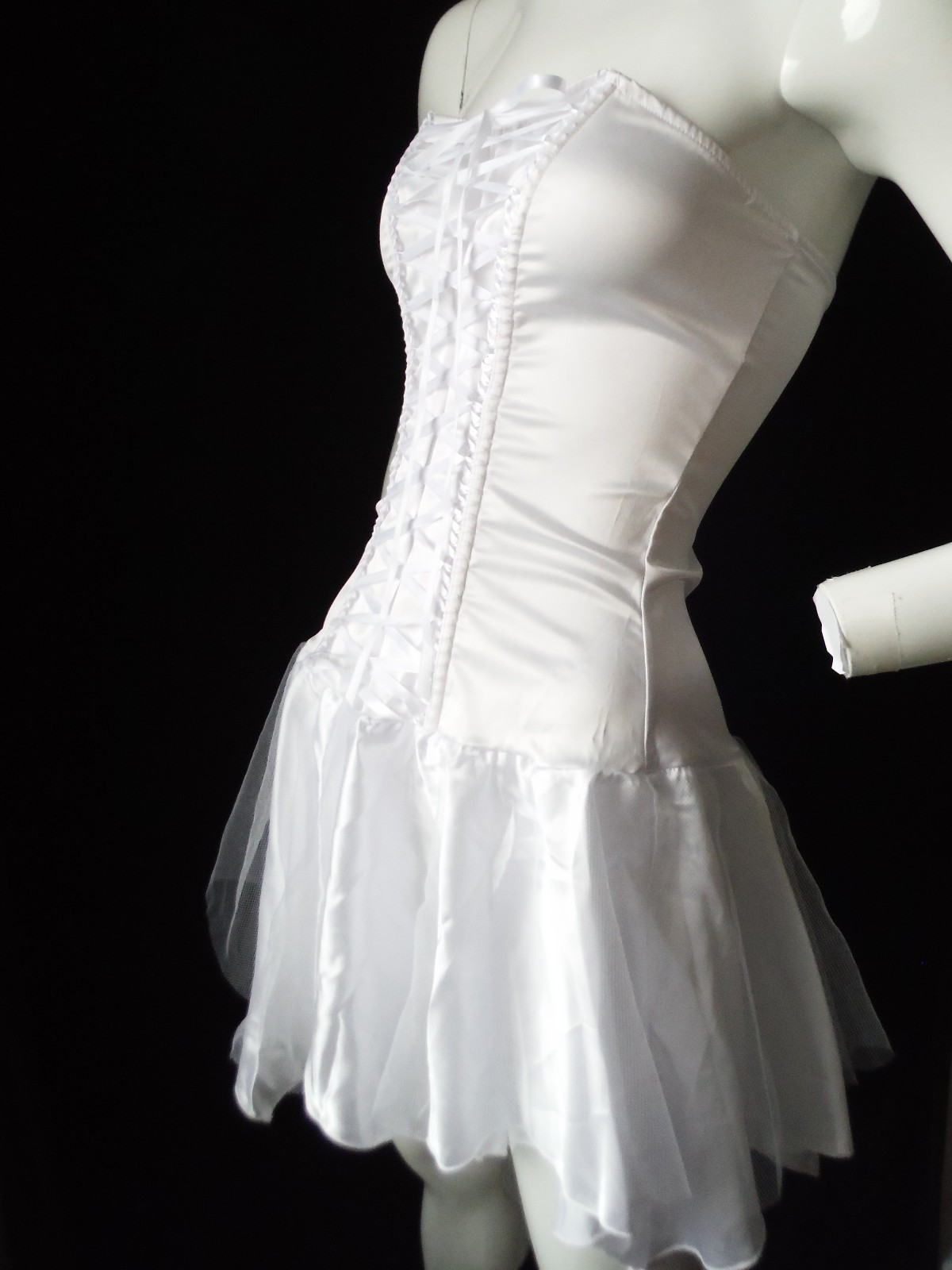 VTG Fredericks of Hollywood 90’s New Sexy!! White Lingerie Dress Tie Up Bodice S