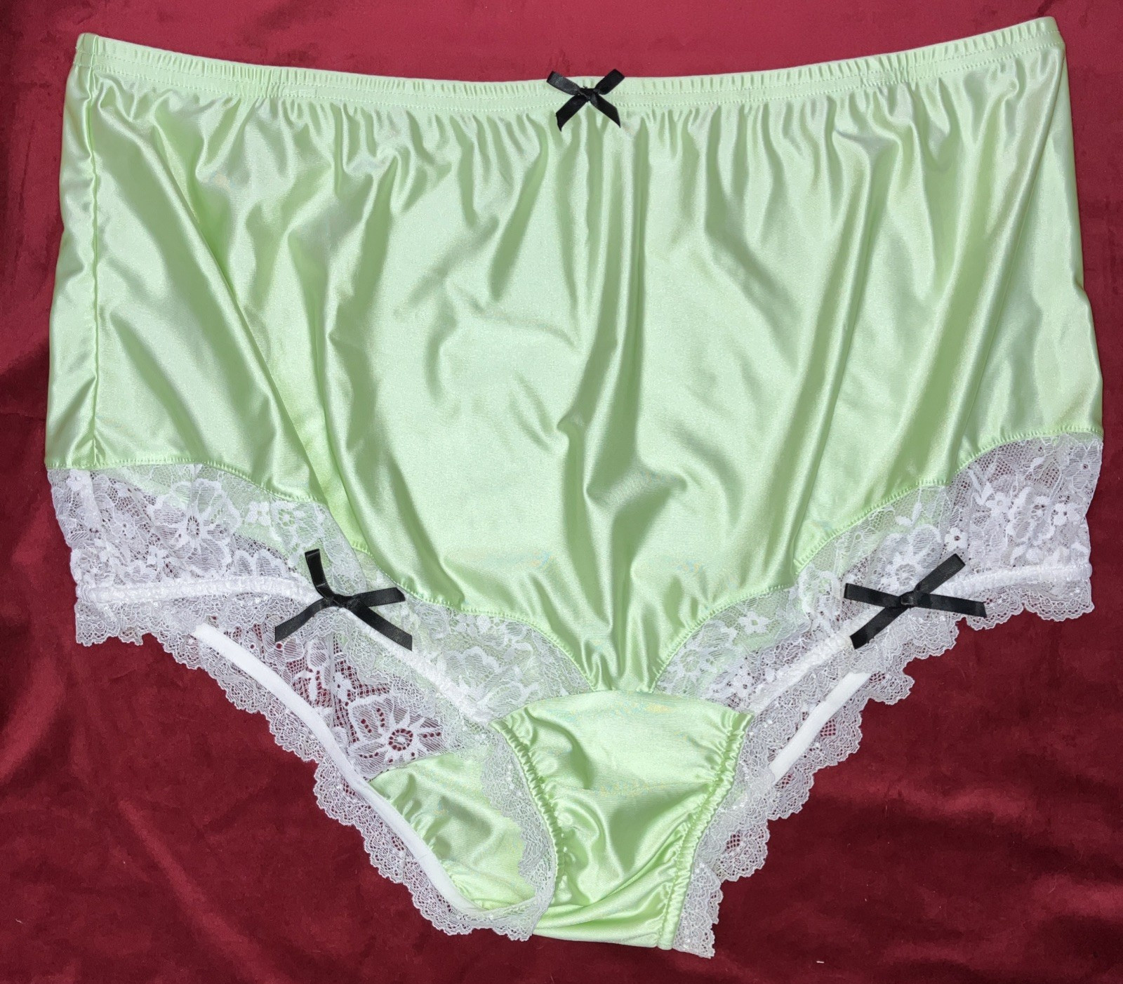 1X 2X Mushroom Gusset Granny Panty Silky Nylon Satin Brief Sissy Vintage styl