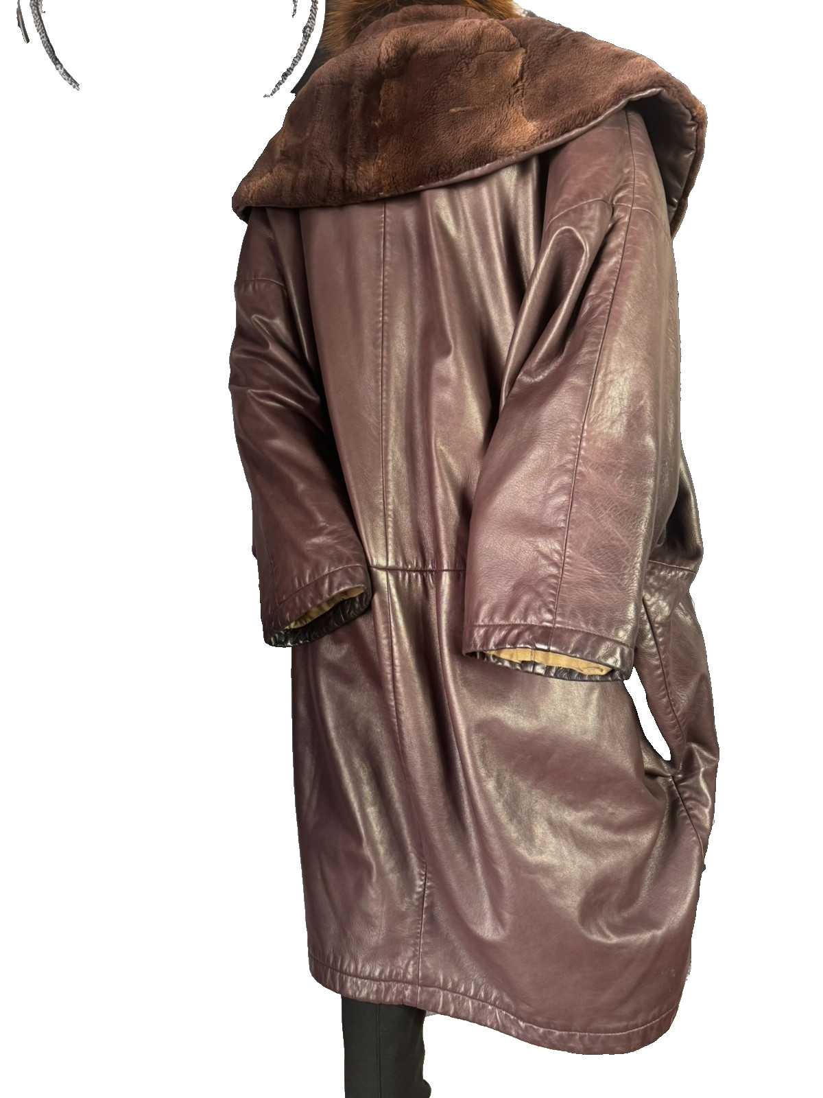 Vintage Leather Coat XL 80s Italy Lamb Nappa Shearling Oversized Venus