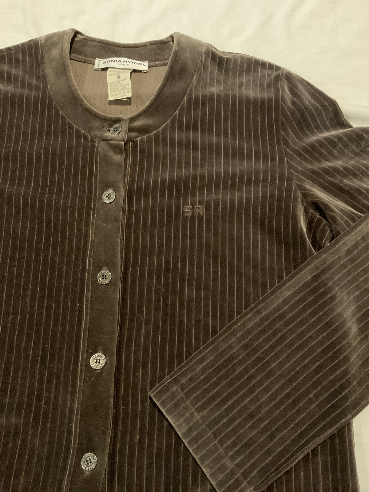 Vintage Sonia Rykiel Paris Cardigan Jacket M Velvet Brown Long France