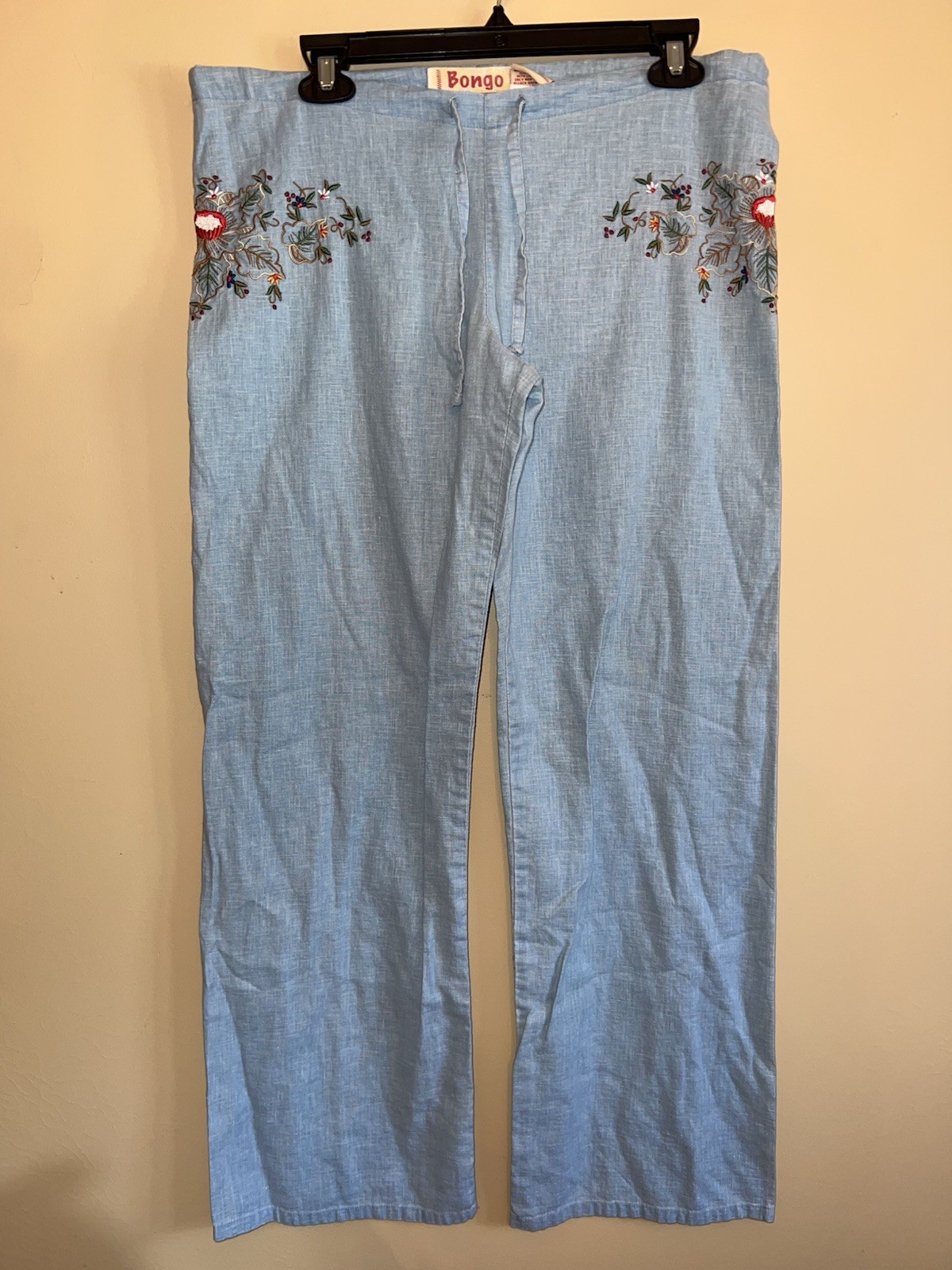 Vintage Women’s Embroidered BONGO Cotton/Linen Blend Pants Size Medium