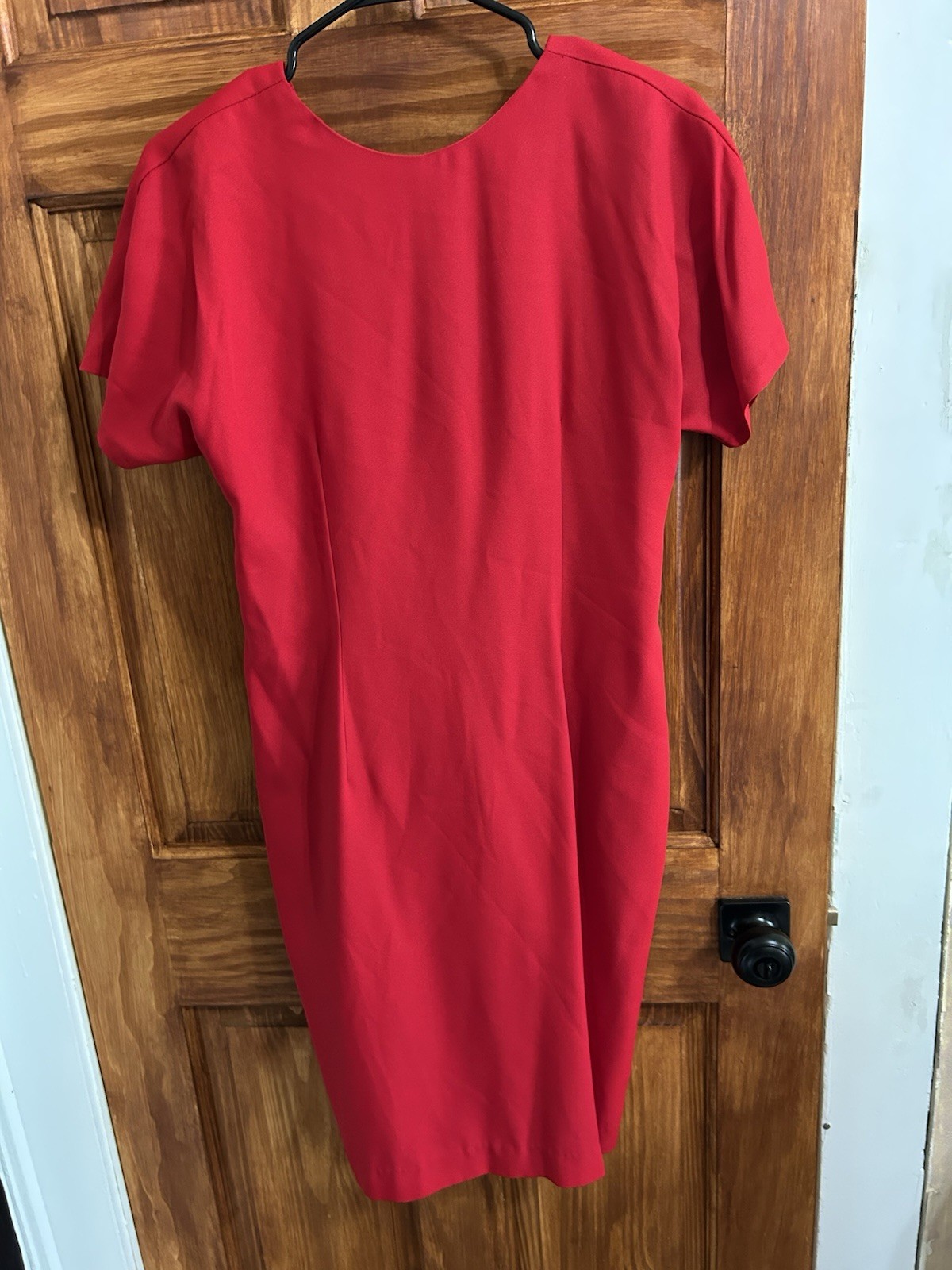 Vintage Dress Late Edition Ltd. Red Sheath Short Sleeve Size 8 Roses Romantic