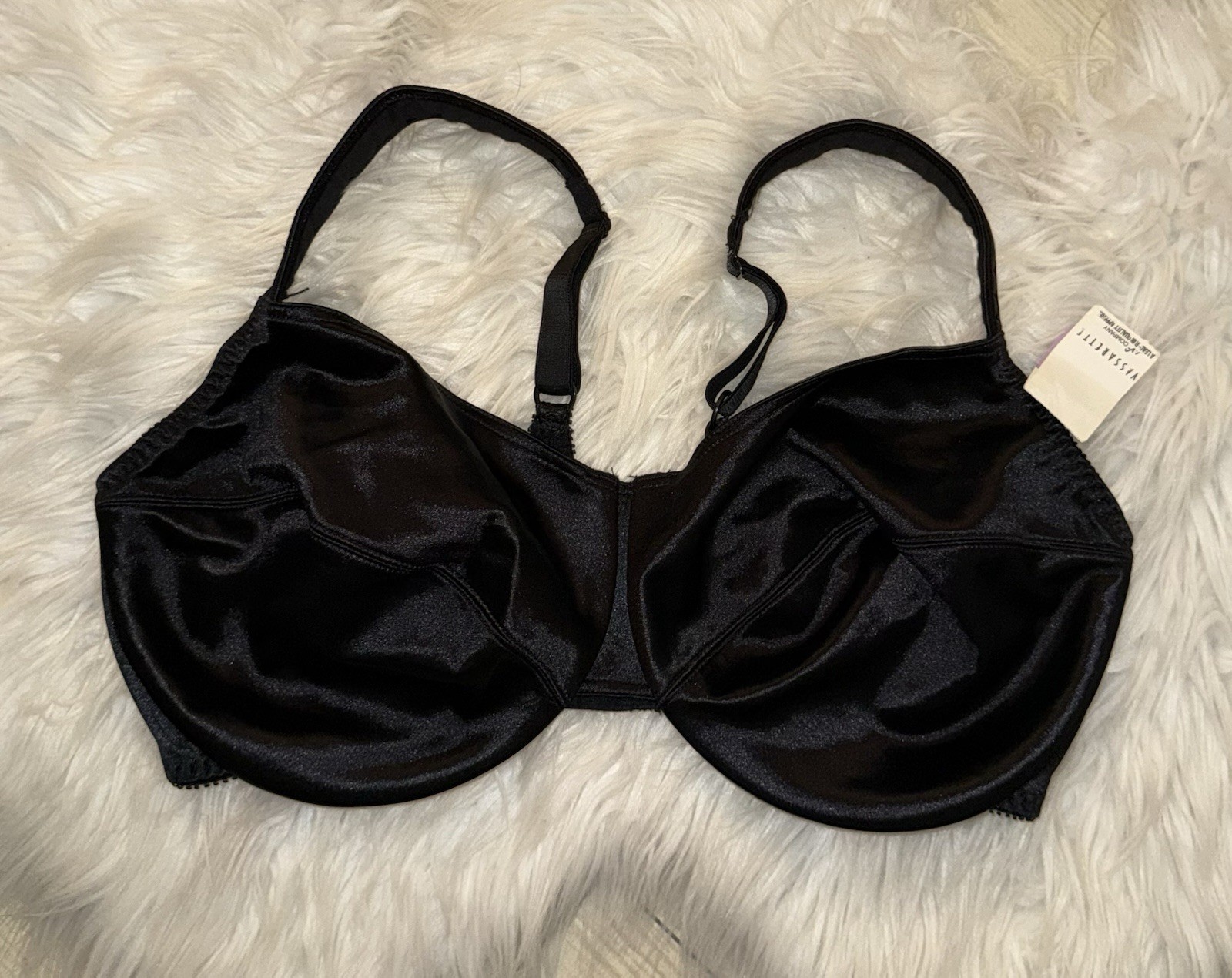 Vintage Vtg Vassarette 75-844 Second Skin Satin Bra UW Womens 42DD Black New Nwt