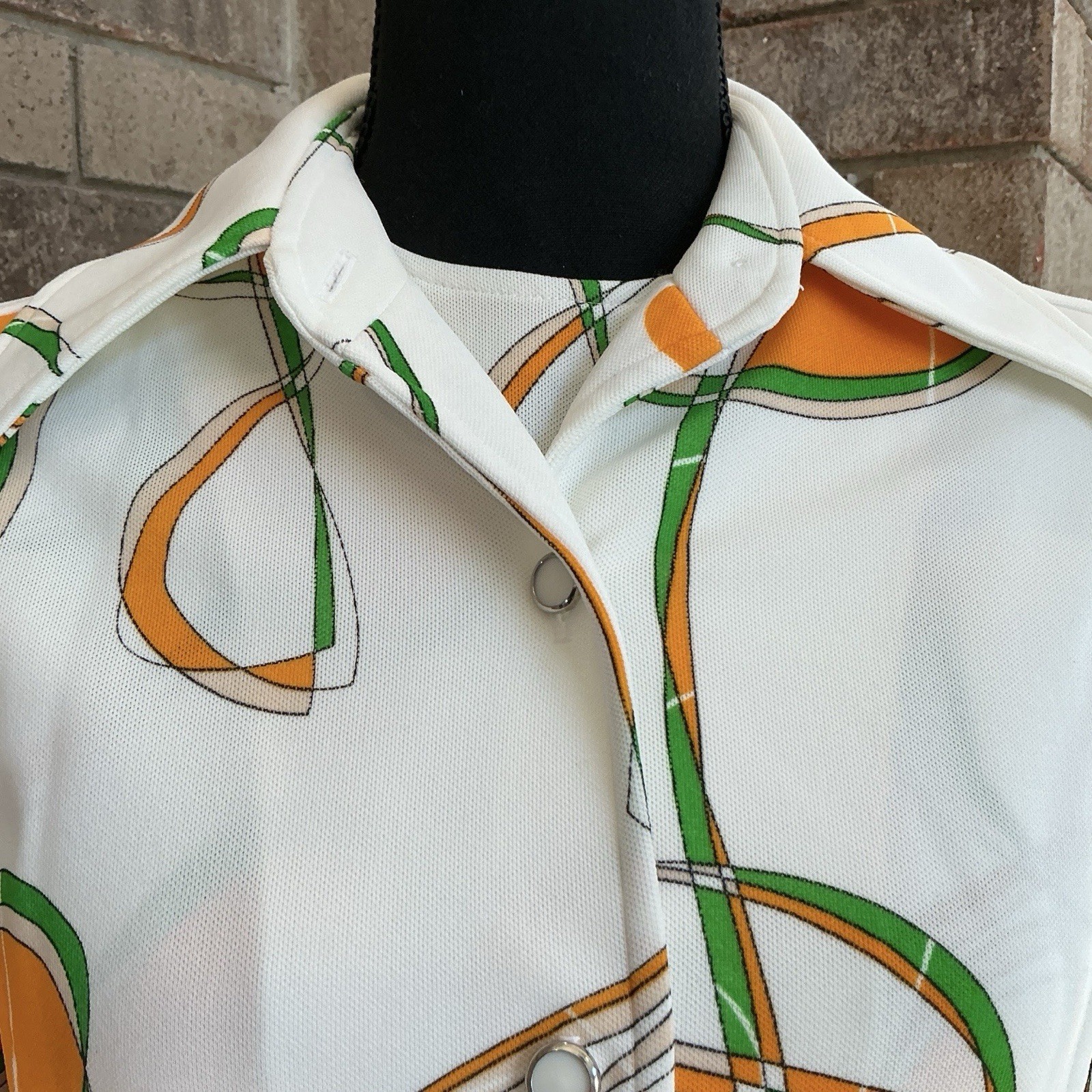 70s VTG Alex Garay Ltd Trevira Orange Green Mod Jacket Vest Set Size S/M #38D4