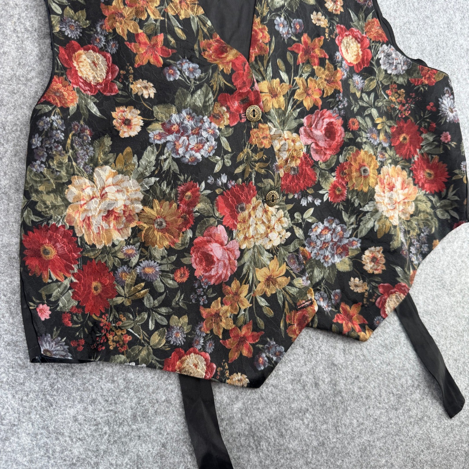Unbranded Vest Womens S/M Tapestry Floral Multicolor Adjustable EUC