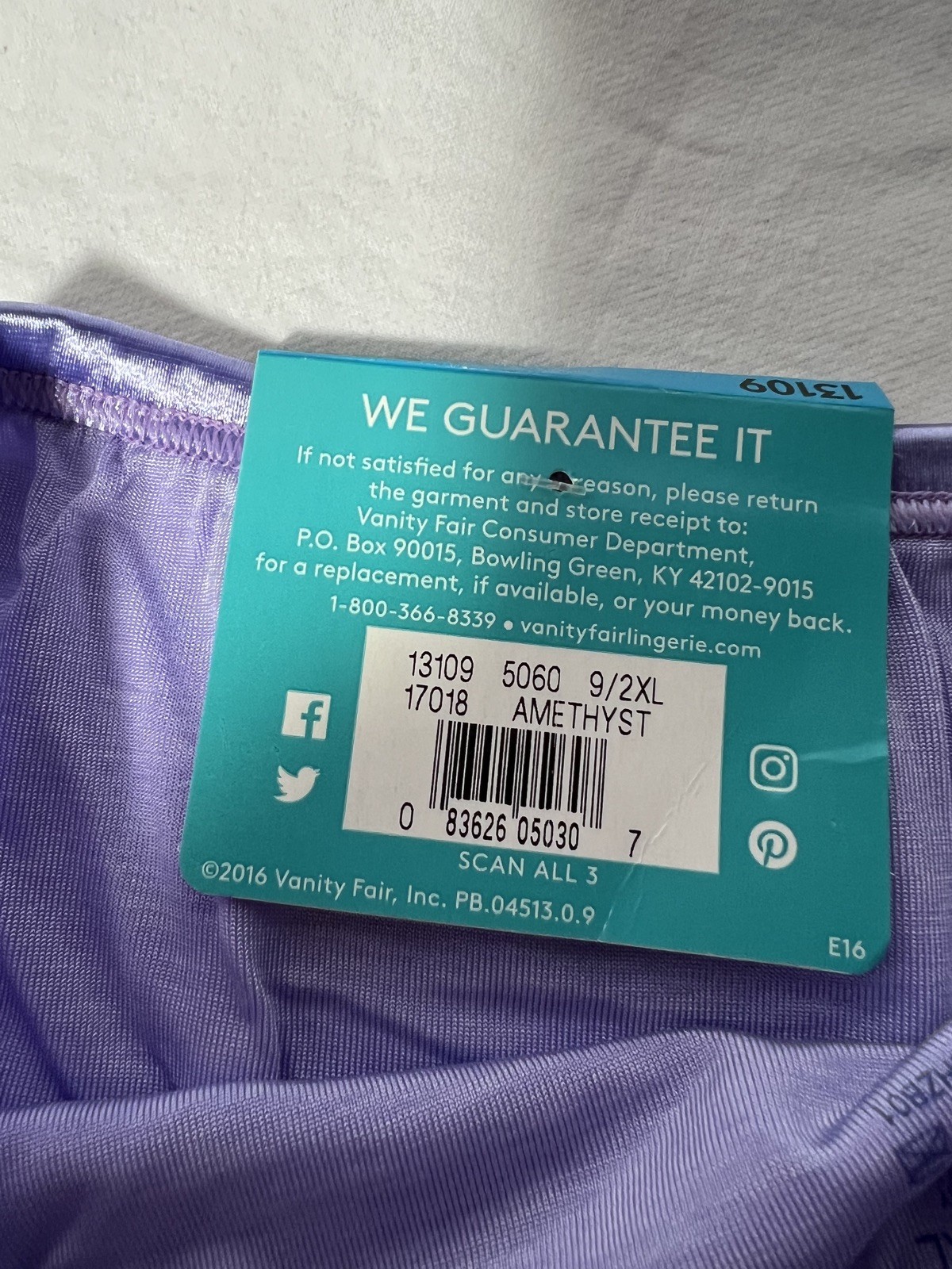 Soft & Silky Vanity Fair Illumination 9/2XL Granny Panty Brief Amethyst