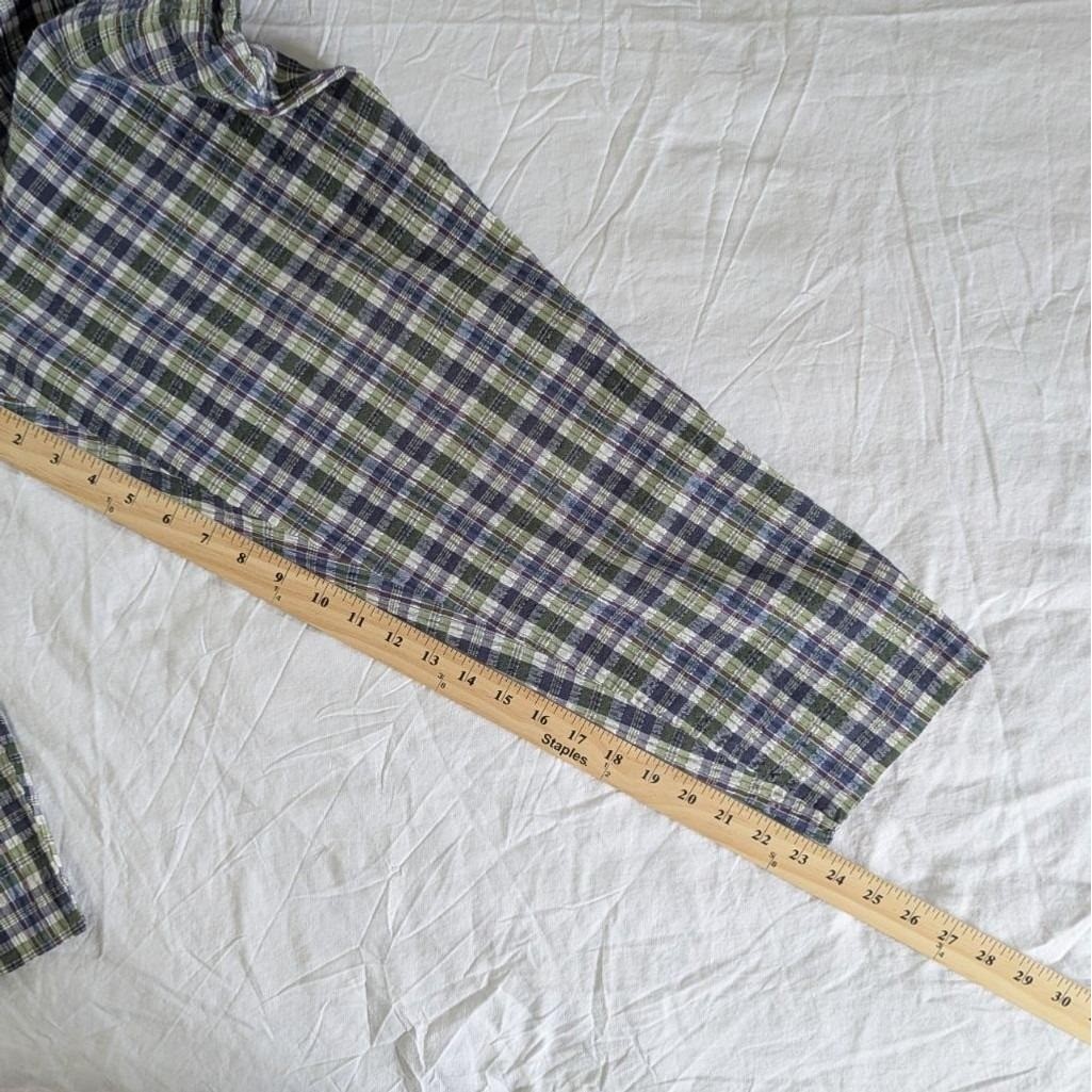 Vtg Express Plaid Trousers Green Navy High Waist Tapered Pants Womens Sz 11/12