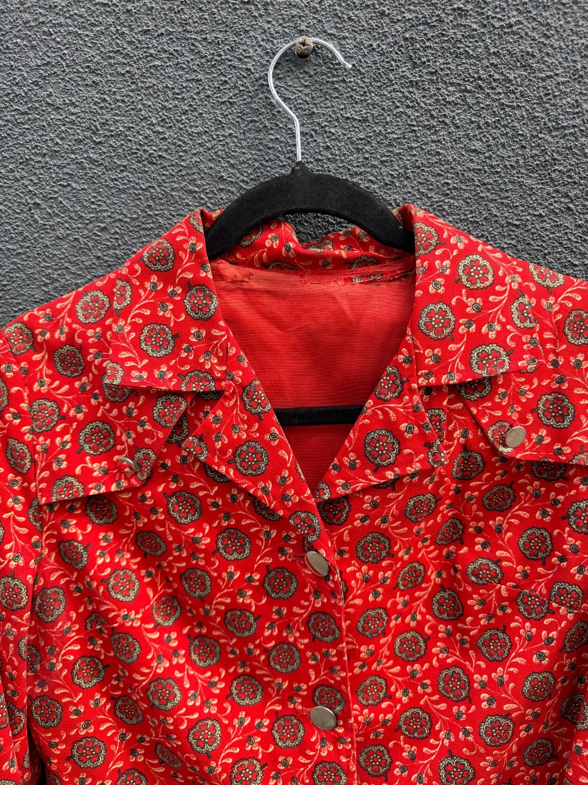 Vintage Red Boho Y2K Print Medallion Jacket Womens Regular Medium Cotton Vintage