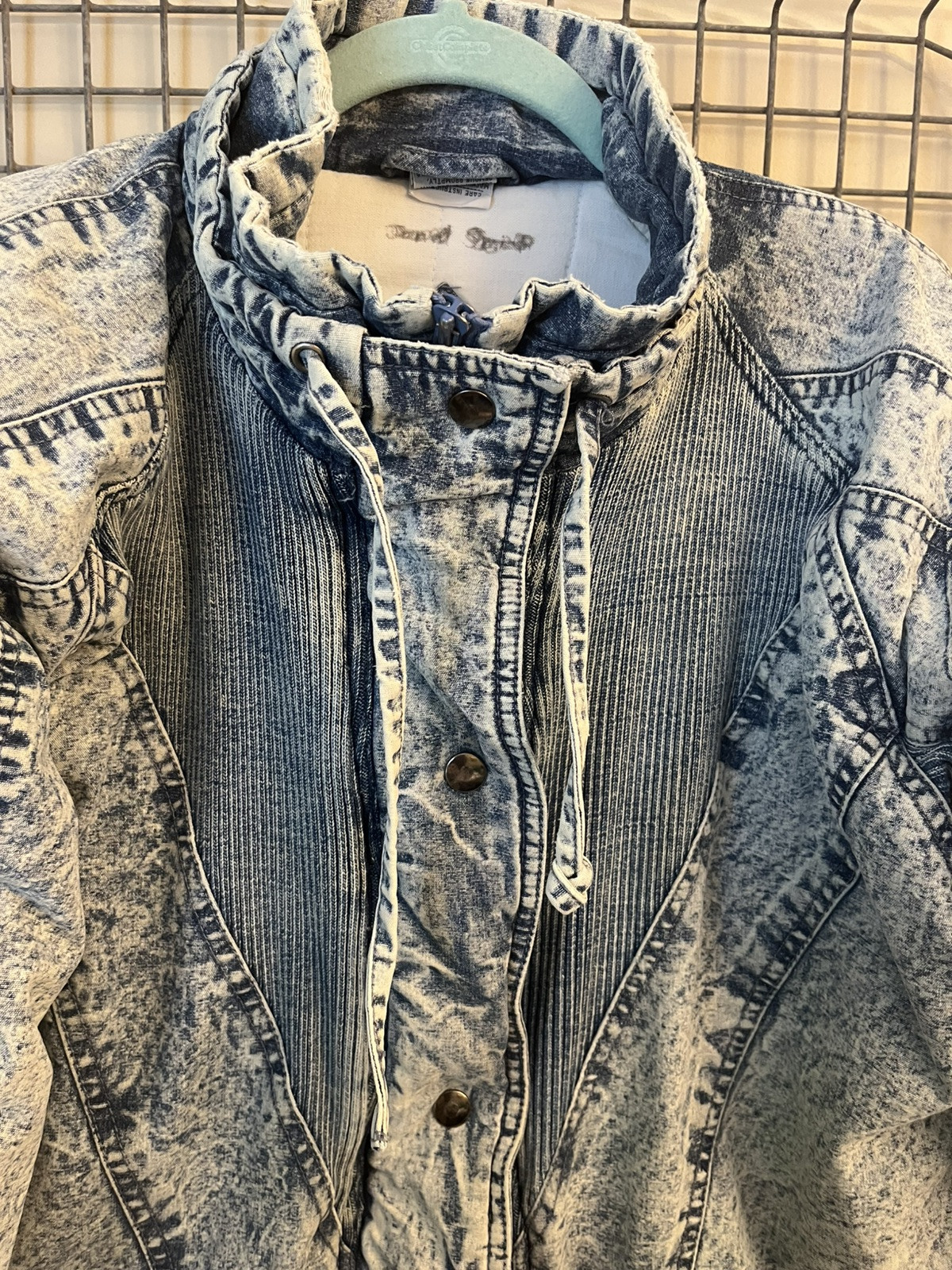 VTG 80’s Acid Wash Long Denim Jean Coat Jacket Sergio Valente 5/6