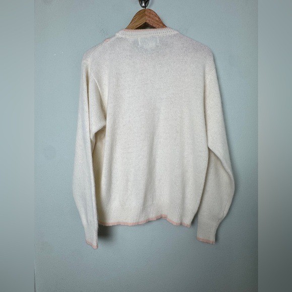 Vintage Lambswool Angora Sweater Cream Blush Soft Girl Coquette Cottagecore Knit