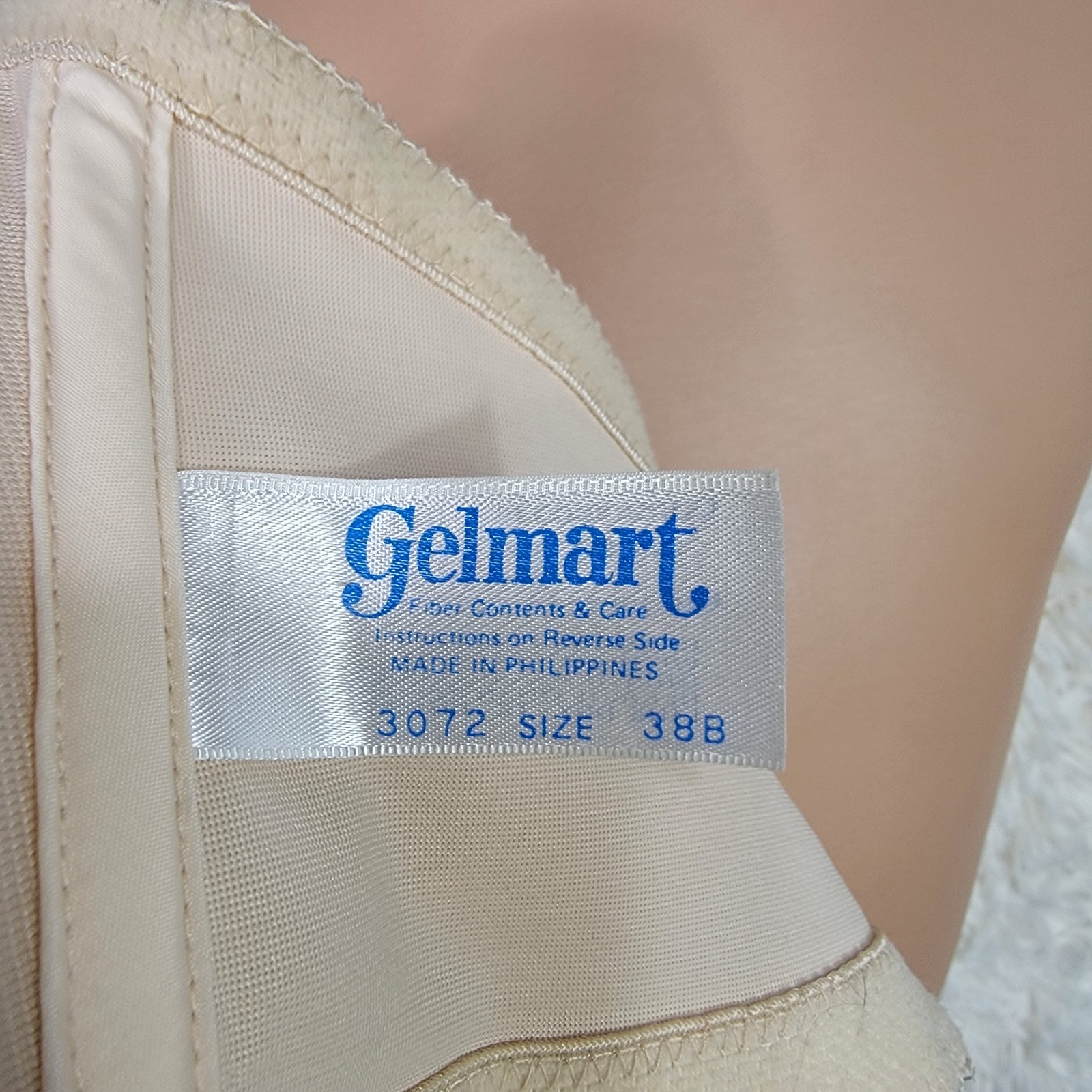 Vintage Gelmart Bra Size 38B Nude Strapless Underwire Pinup Lingerie Padding P