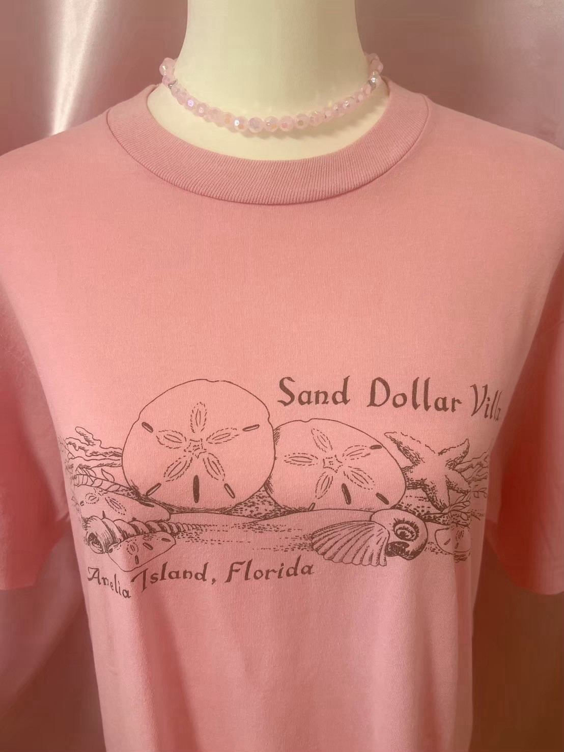 Vintage 1980s Pink Shell Graphic T Shirt Made in USA Size XL
