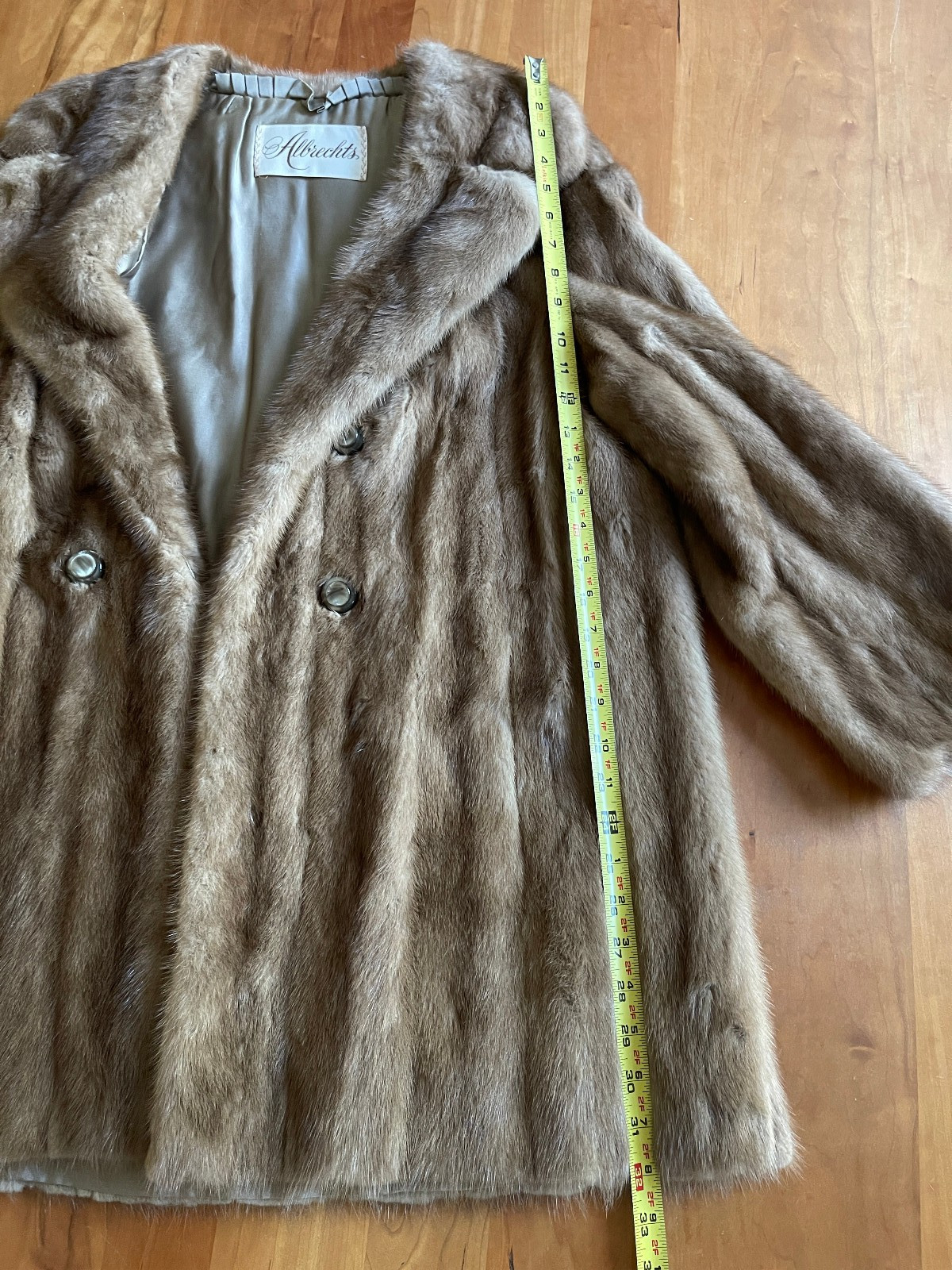 1970 Genuine Mink Jacket 3/4 Length Albrechts High End Furrier Orig Bag Belt M/L