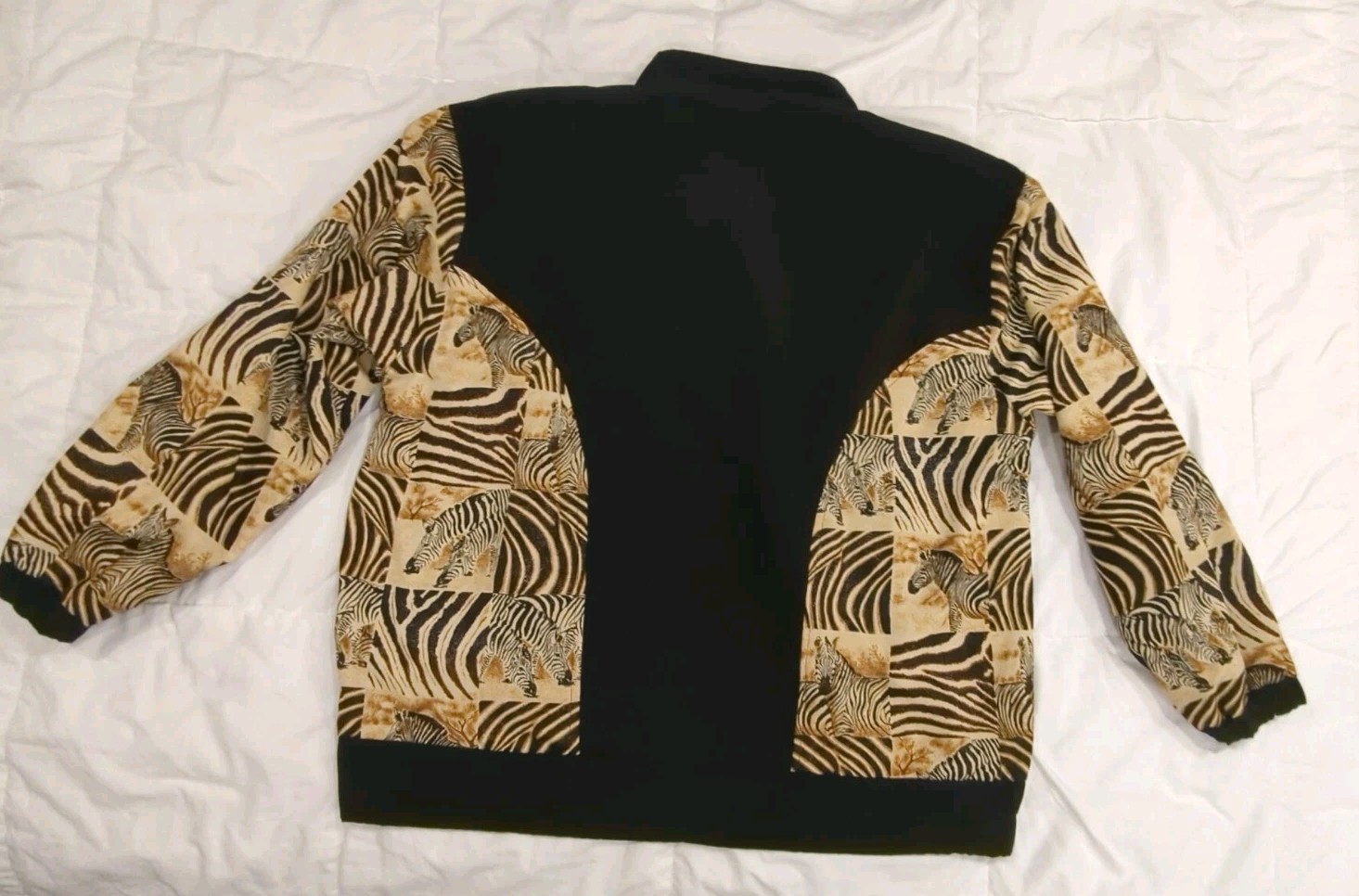 Vintage 80s Valentina Womens Zebra Safari Zip Up Collared Jacket OS