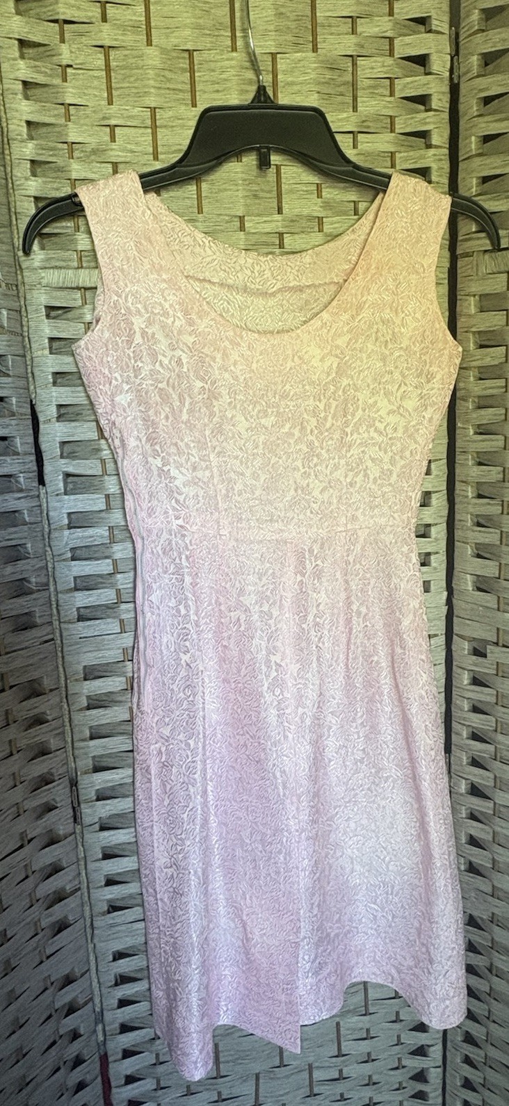 50’s Vintage PINK BROCADE TAILORED Cocktail SHEATH DRESS – XS