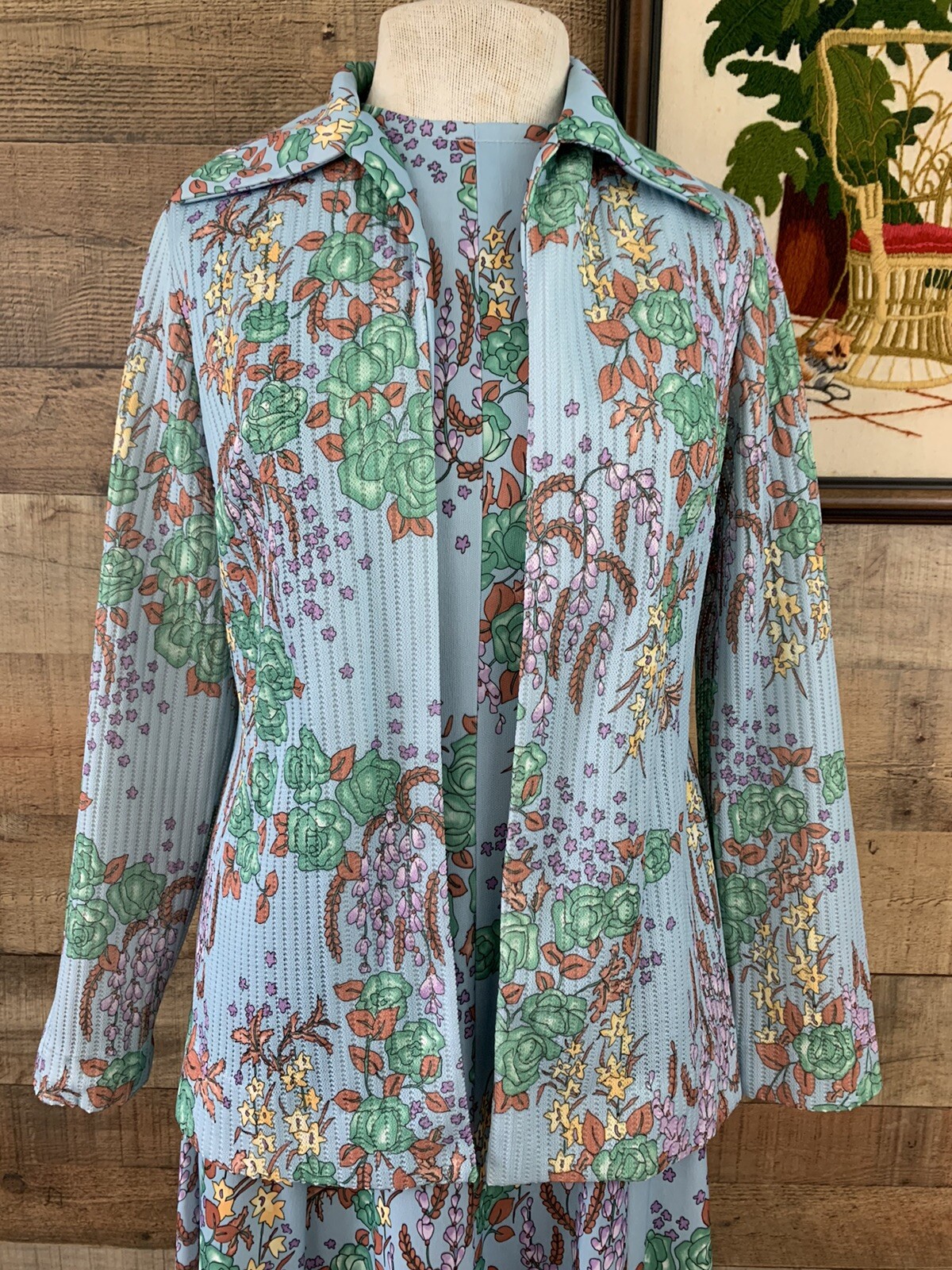 Vintage 1960s 1970s Prynts Bleeker Street Knit Jacket Matching Dress Set MOD