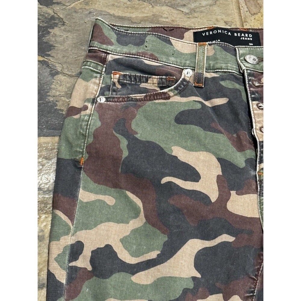 NWT $298 Veronica Beard Carly Kick Flare High Rise Jeans Camo Women’s 26