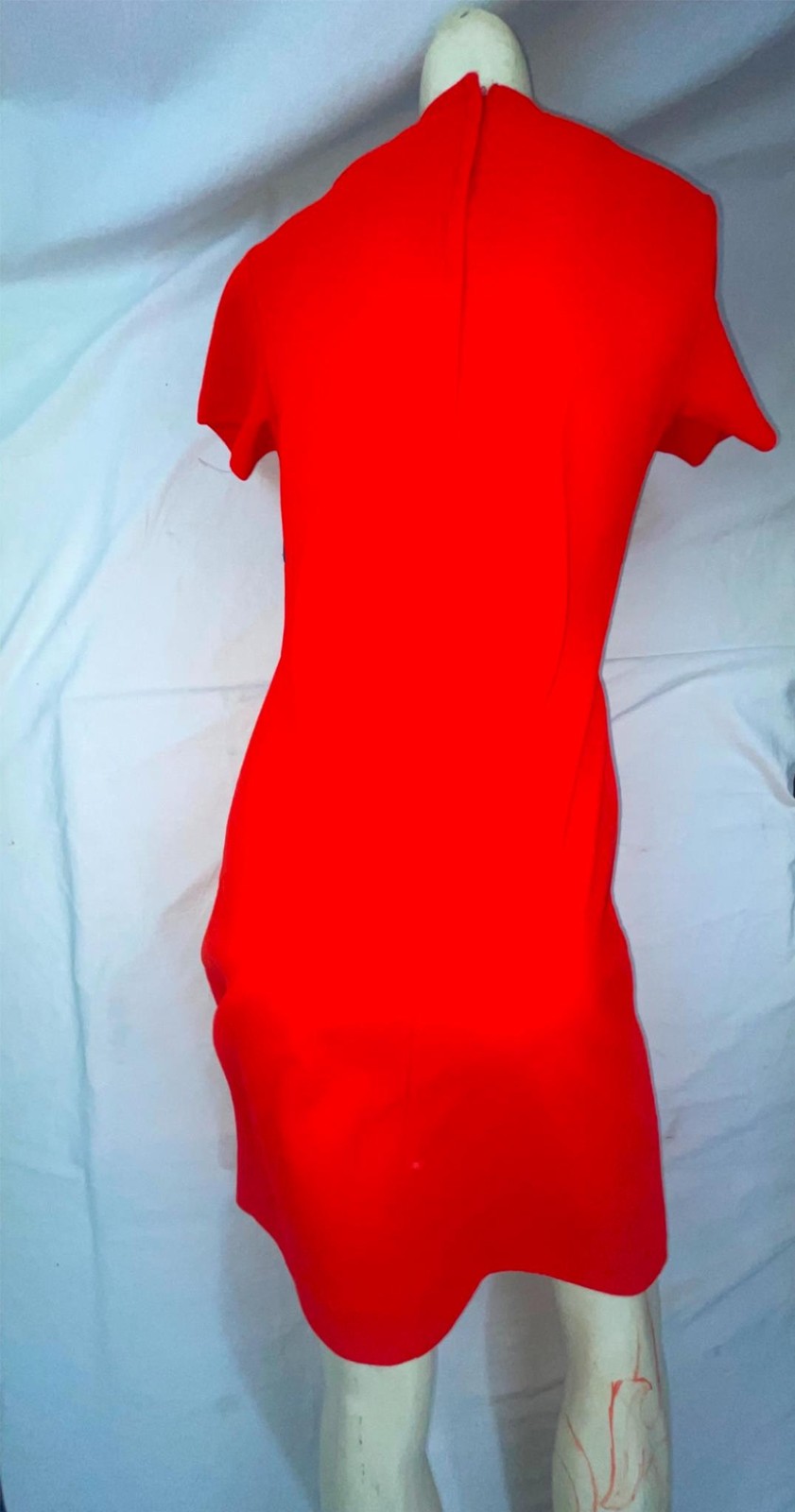 VTG 60S 70S WOMENS S RED BLUE STRIPE ACRYLIC DISCO RETRO GOGO MOD DRESS