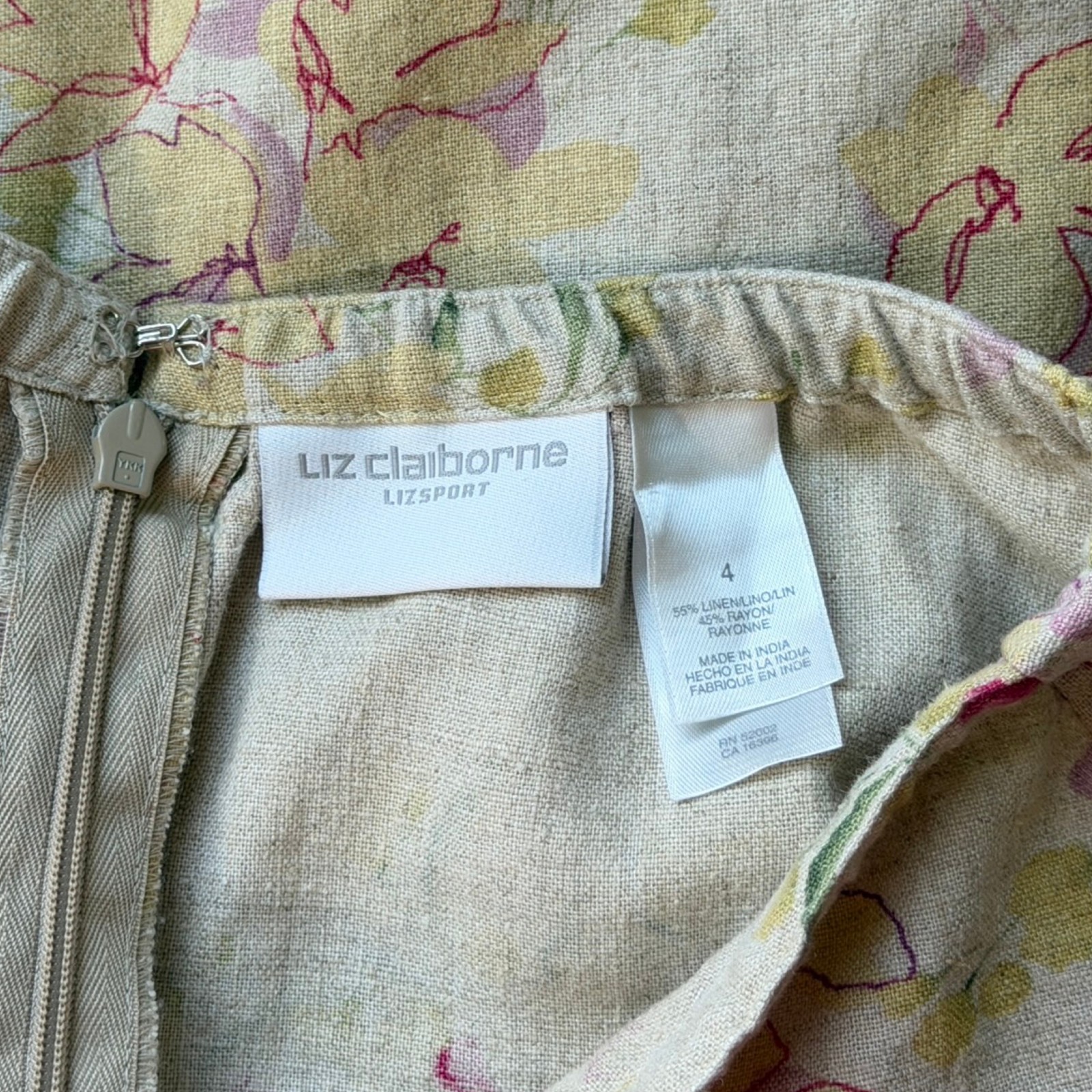Vintage Floral Print Linen Rayon Blend Maxi Skirt Size XS 4 24-26″ Waist Y2K