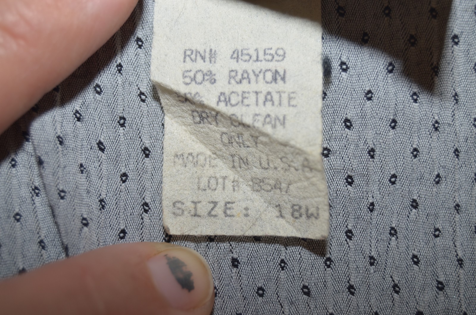 VTG Michael Blake Gray Black Dots Button Down Blouse Top Made in USA Womens 18