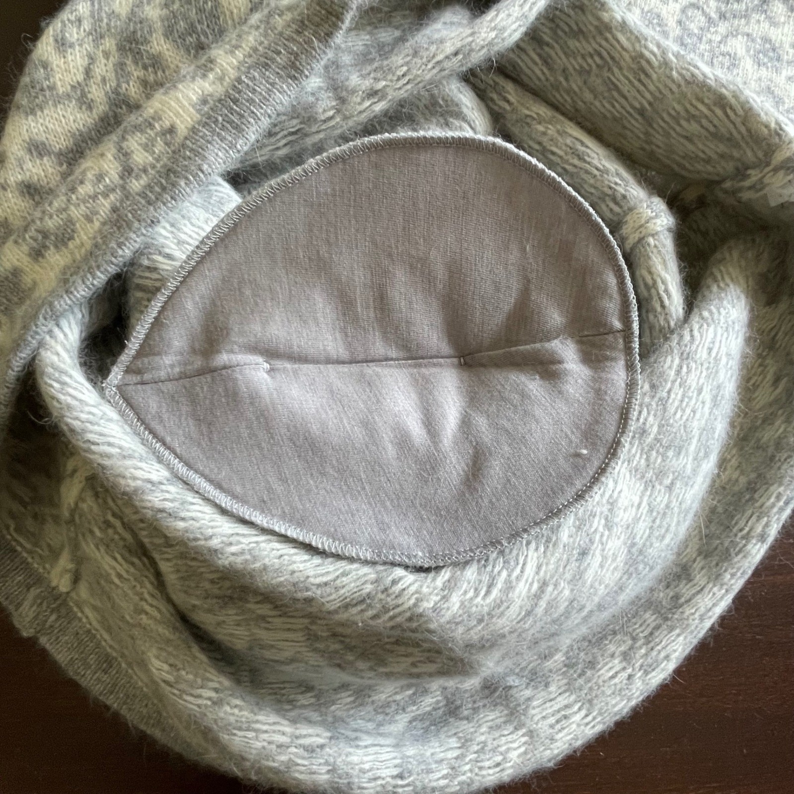 Vintage Outlander Grey Angora Lambswool Damask Mock Neck Sweater Womens Medium